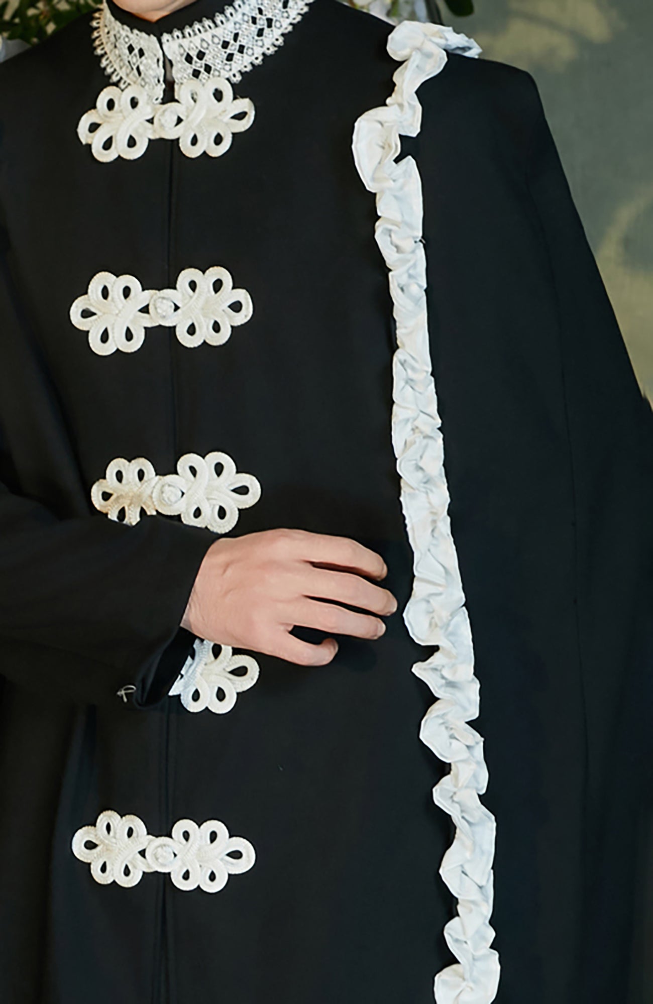 JIECHI Knot Button Draped Cloak Blazer