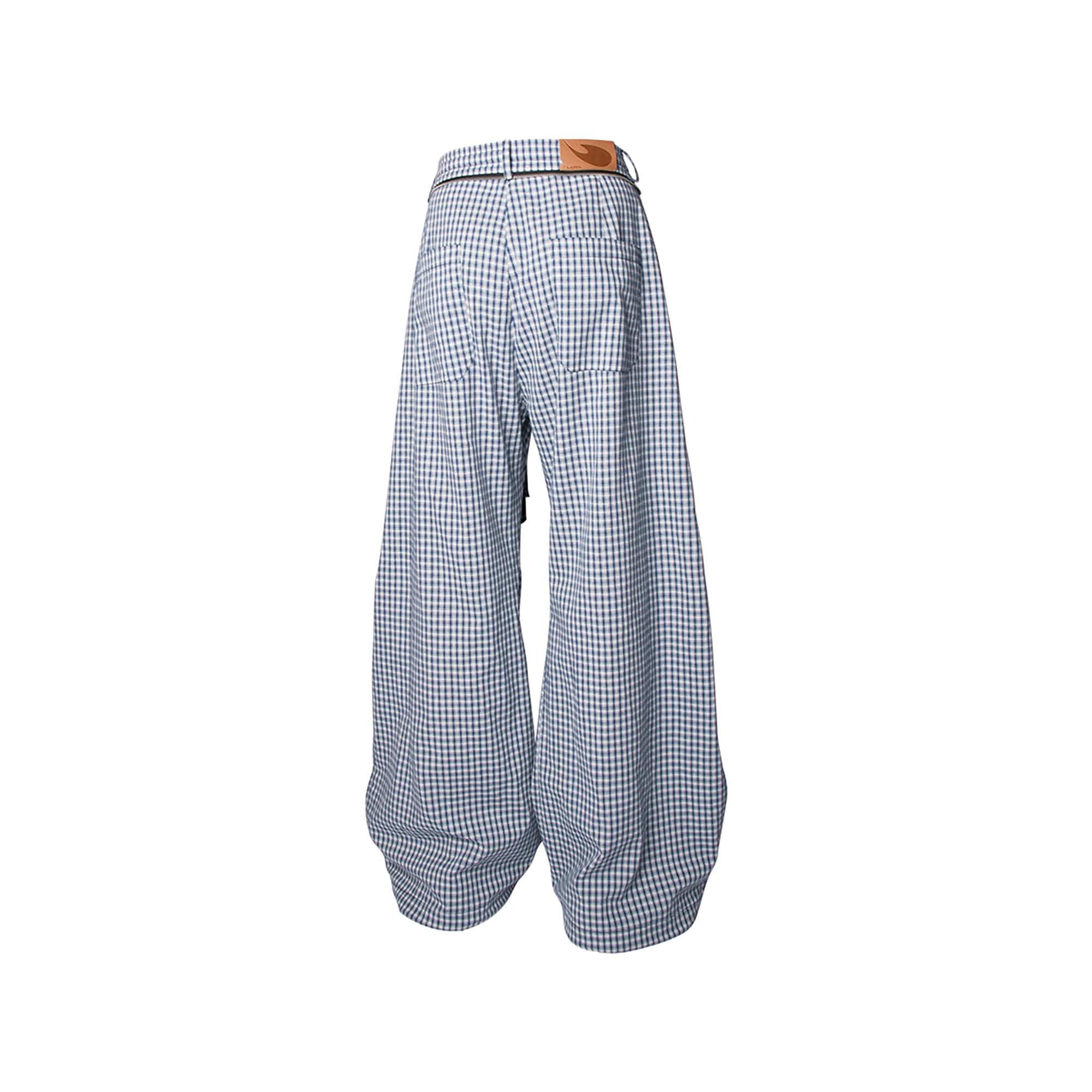 RELABEL Detachable Scarf Grid Pleated Pants