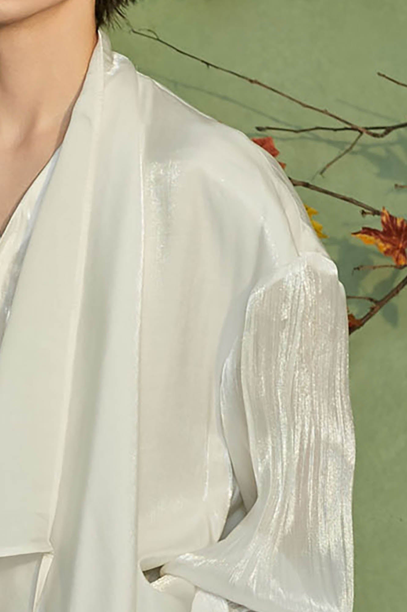 JIECHI Draped Cape Satin Shirt