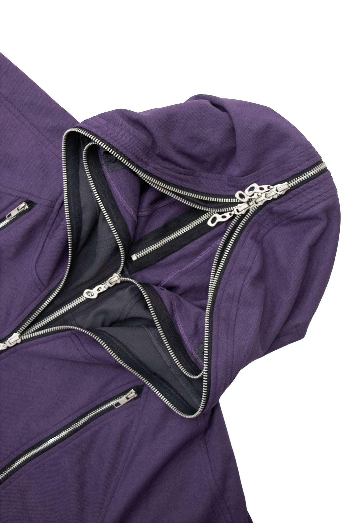 RELABEL Layered Multi-Zip Mask Hood Jacket Purple