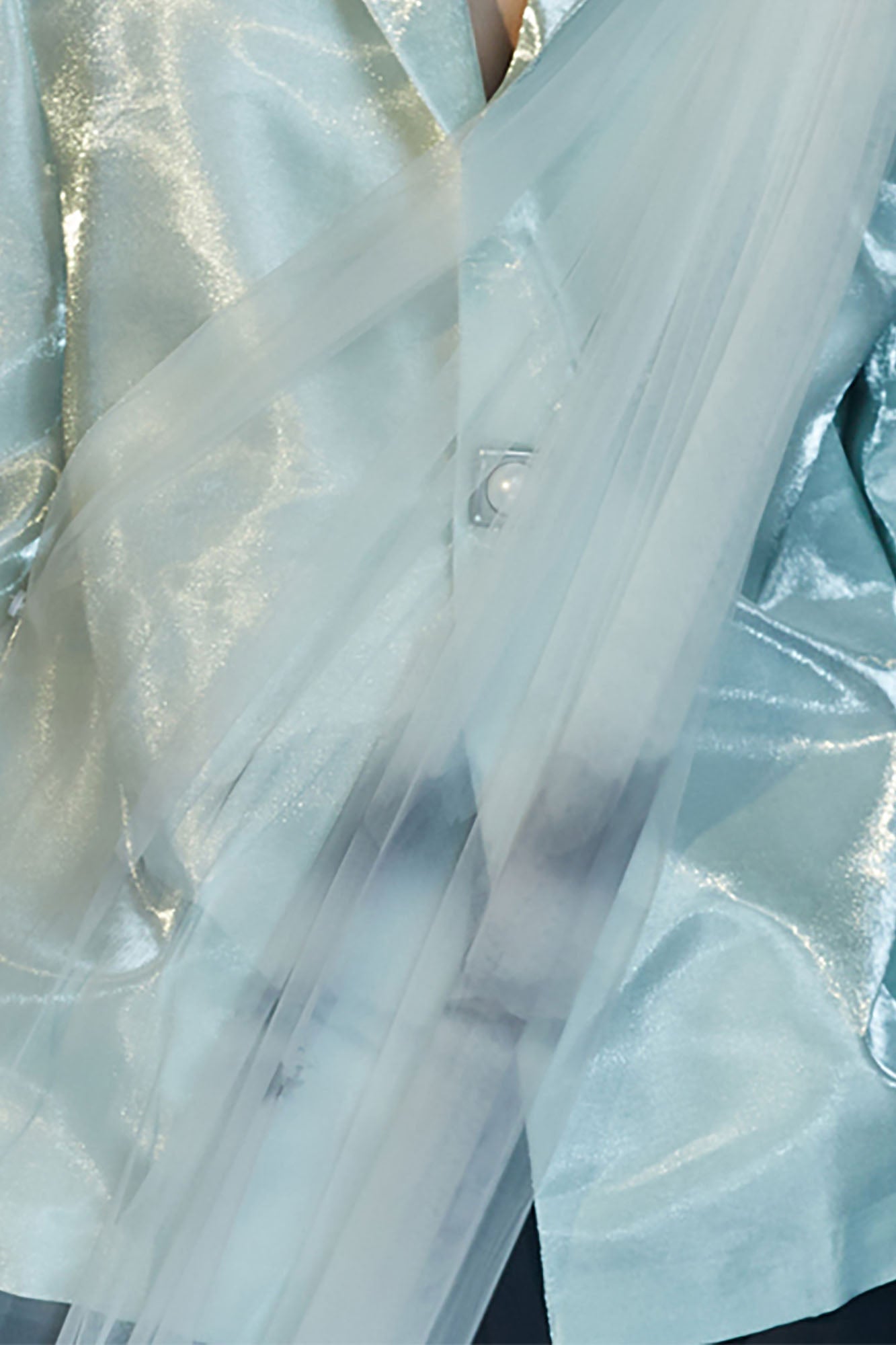 JIECHI Gradient Tulle Drape Satin Blazer, premium urban and streetwear designers apparel on PROJECTISR.com, JIECHI