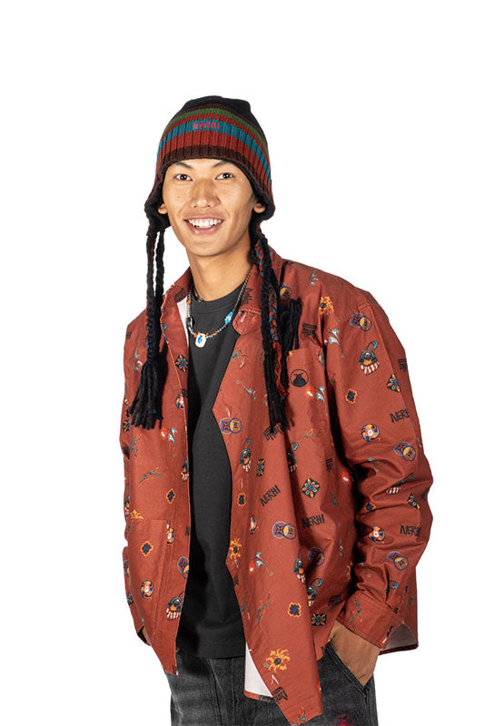 NERHI Asym Tribal Totem Full-Print Shirt