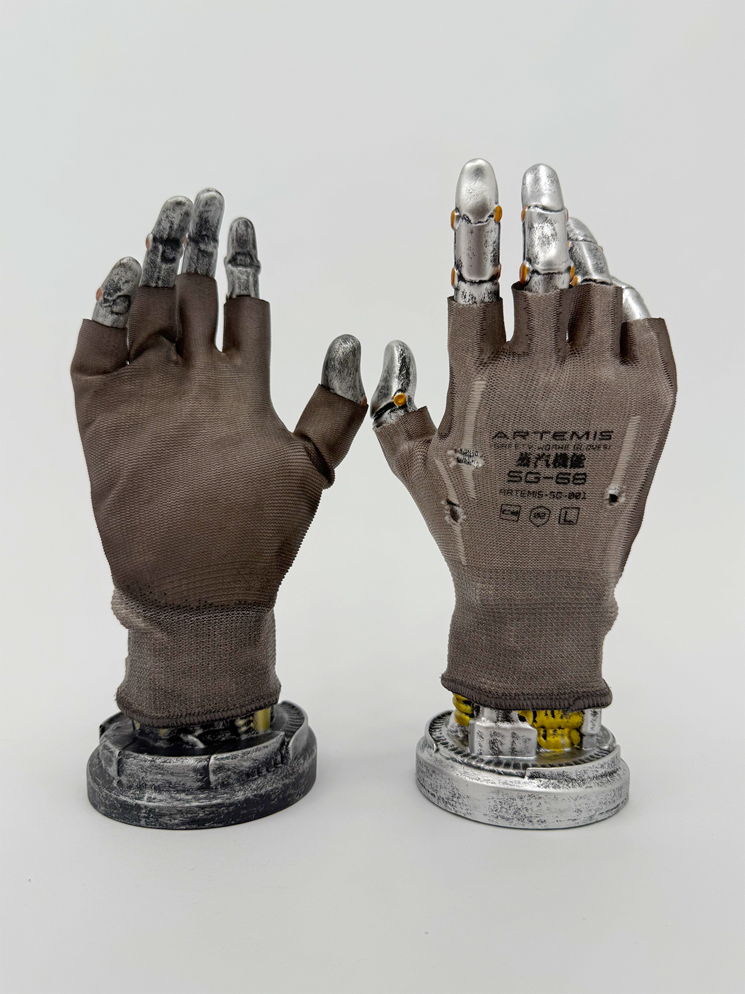 STEAM Distressed Paint-Coated Faux Leather Fingerless Riding Gloves