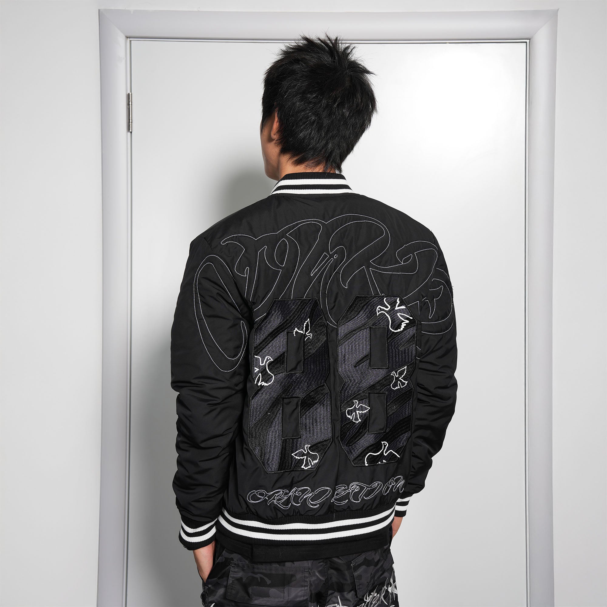 VINKID No.88 Peace Doves Padded Varsity Jacket