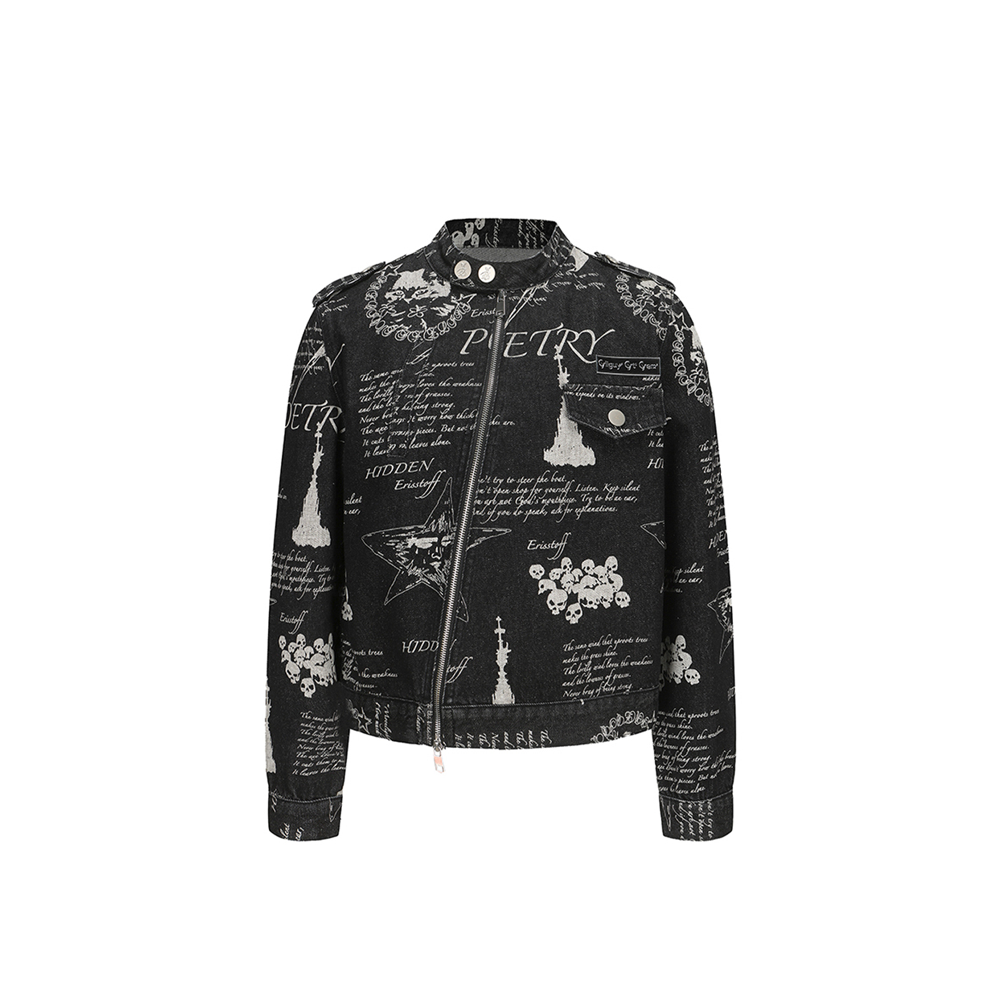 CYCYCY Punk Washed Graffiti Moto Denim Jacket