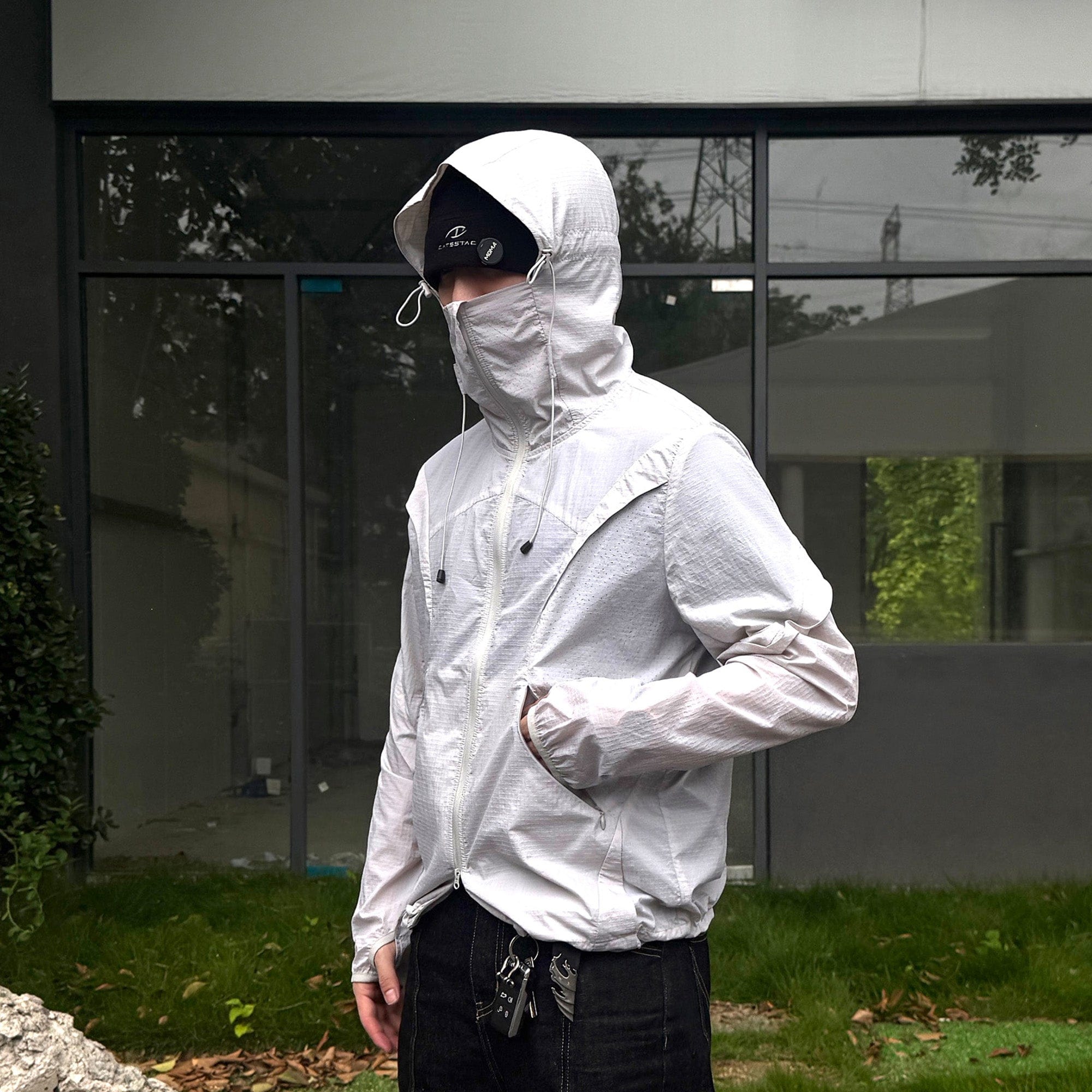 CATSSTAC Arc Panel Dual-Zip UV Protect Hooded Jacket, premium urban and streetwear designers apparel on PROJECTISR.com, CATSSTAC