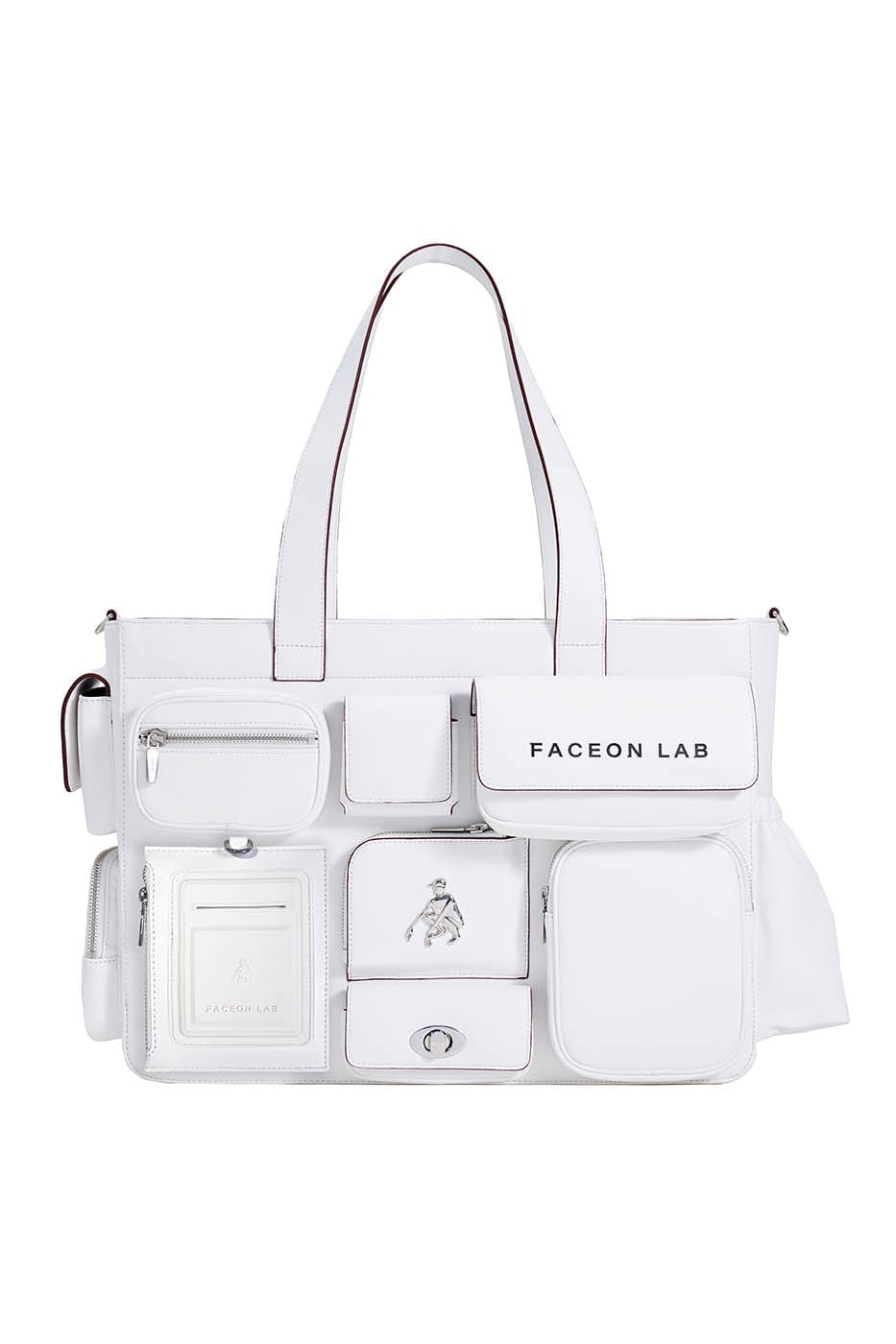 FACEONLAB Multi-Pocket Faux Leather Tote Bag, premium urban and streetwear designers apparel on PROJECTISR.com, FACEONLAB