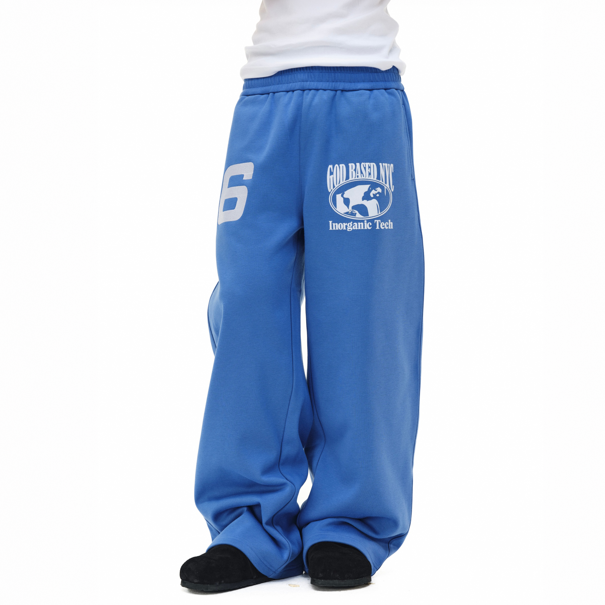 NOVACAM Embroidered Flocked Graphic Wide-Leg Sweatpants