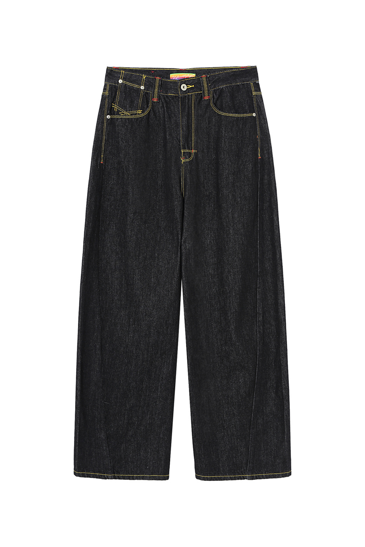 CLP Retro Wide-Leg Contrast-Stitch Jeans