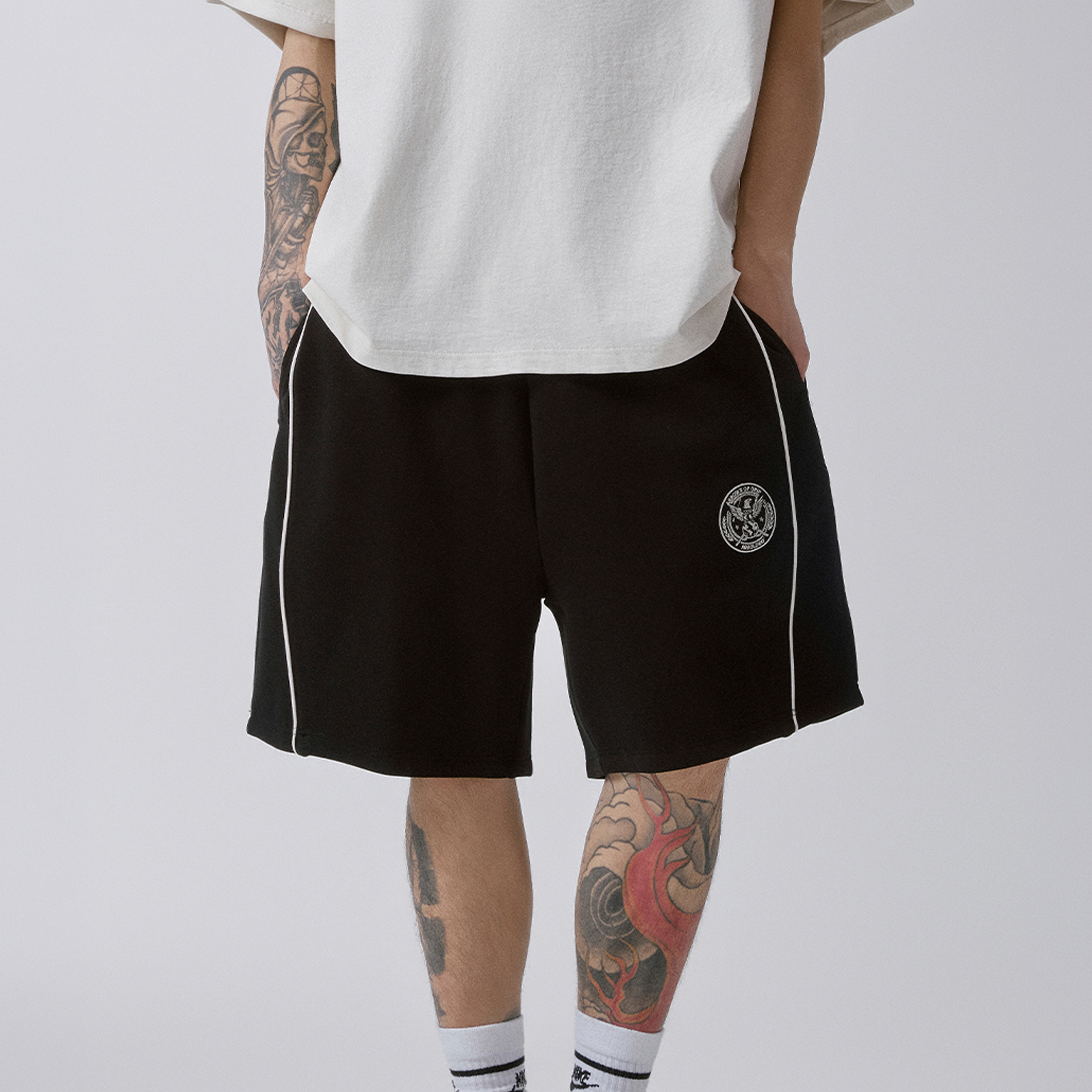 F2CE Cotton Side-Stripe Badge Sport Shorts