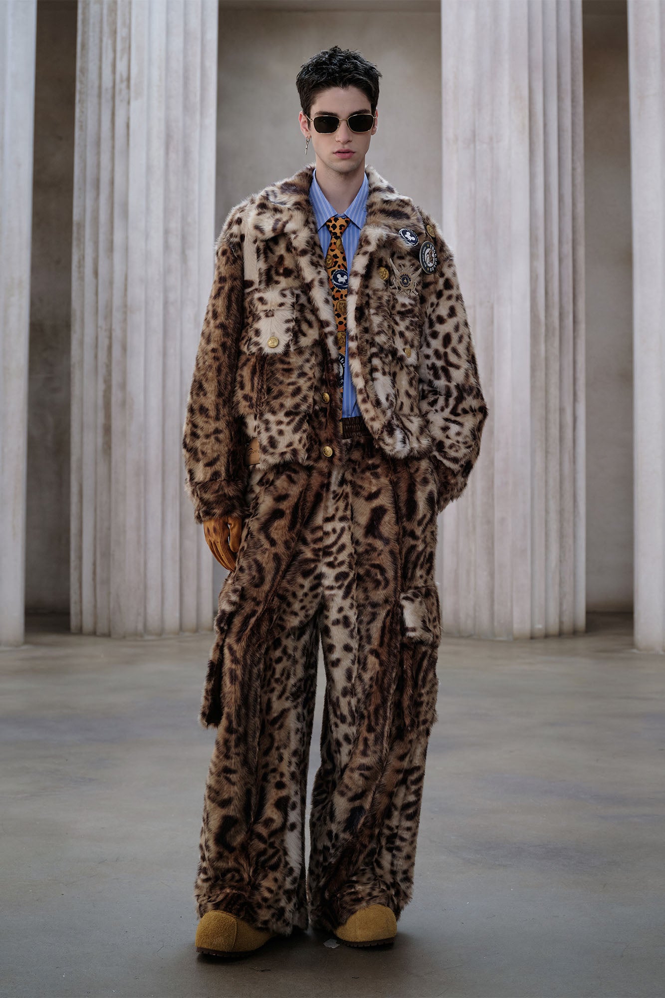 FACEONLAB Leopard Faux Fur Jacket