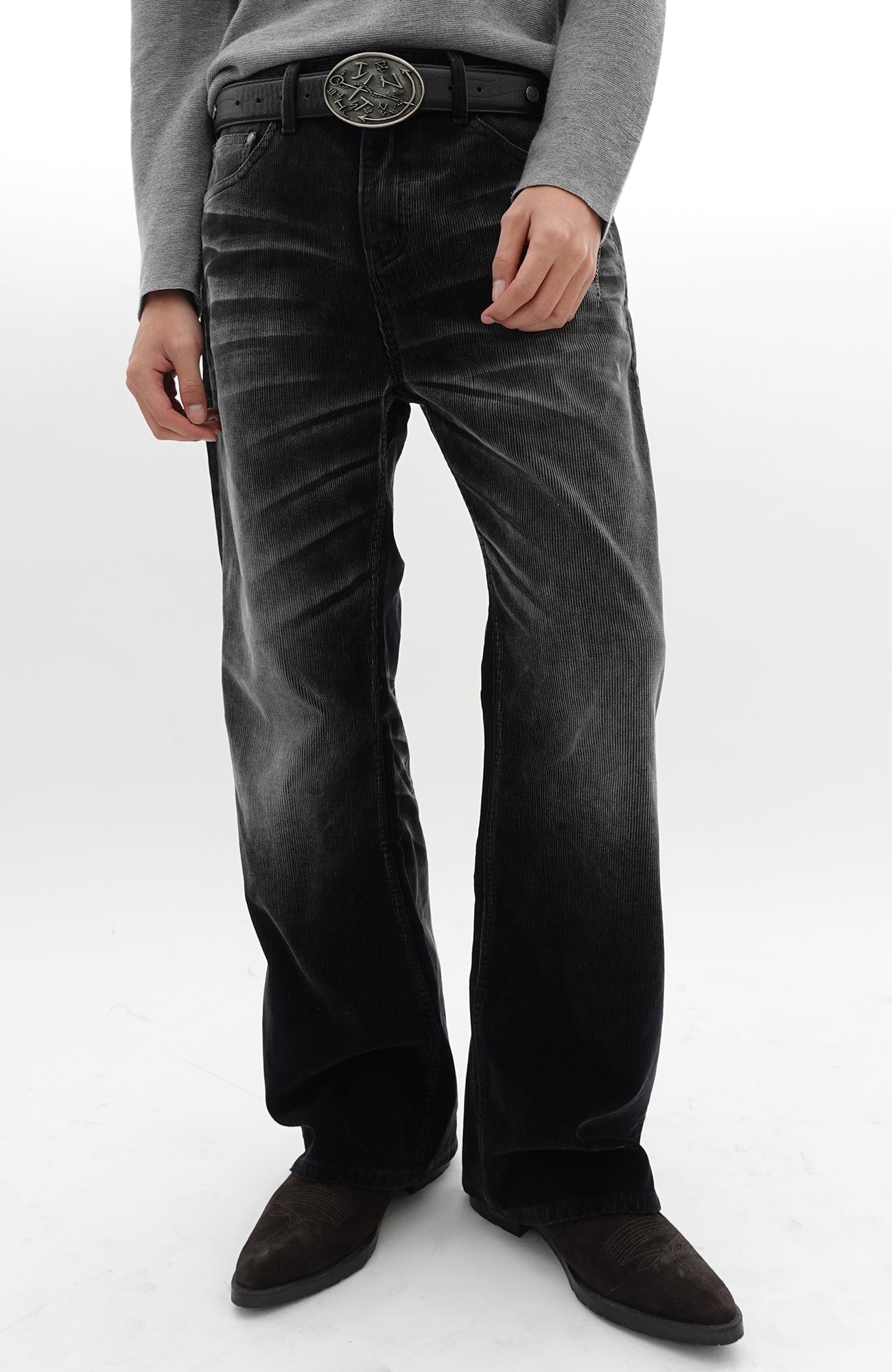 IN EXISTENCE Star Embroidered Corduroy Flare Jeans, premium urban and streetwear designers apparel on PROJECTISR.com, IN EXISTENCE