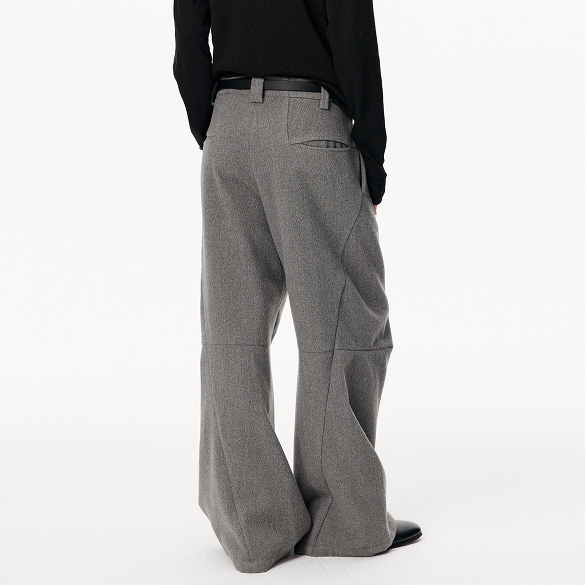 KREATE Curved Wide-Leg Wool-Blend Trousers