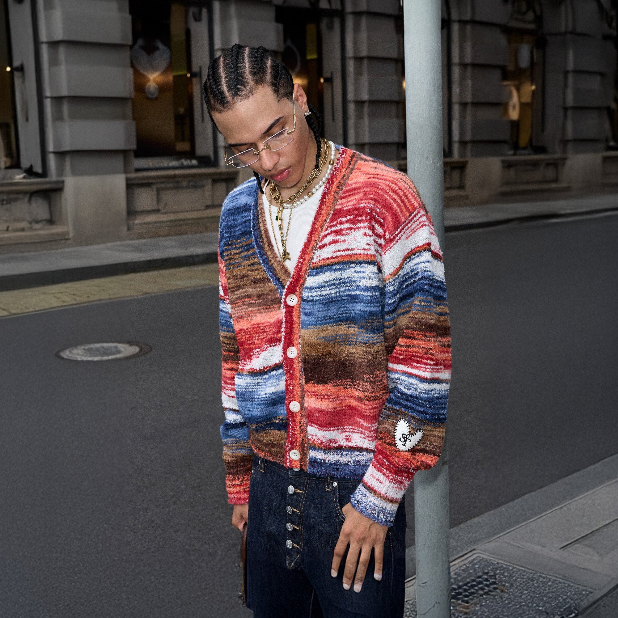 STEEPC Gradient Heartpatch Boxy Cardigan, premium urban and streetwear designers apparel on PROJECTISR.com, STEEPC