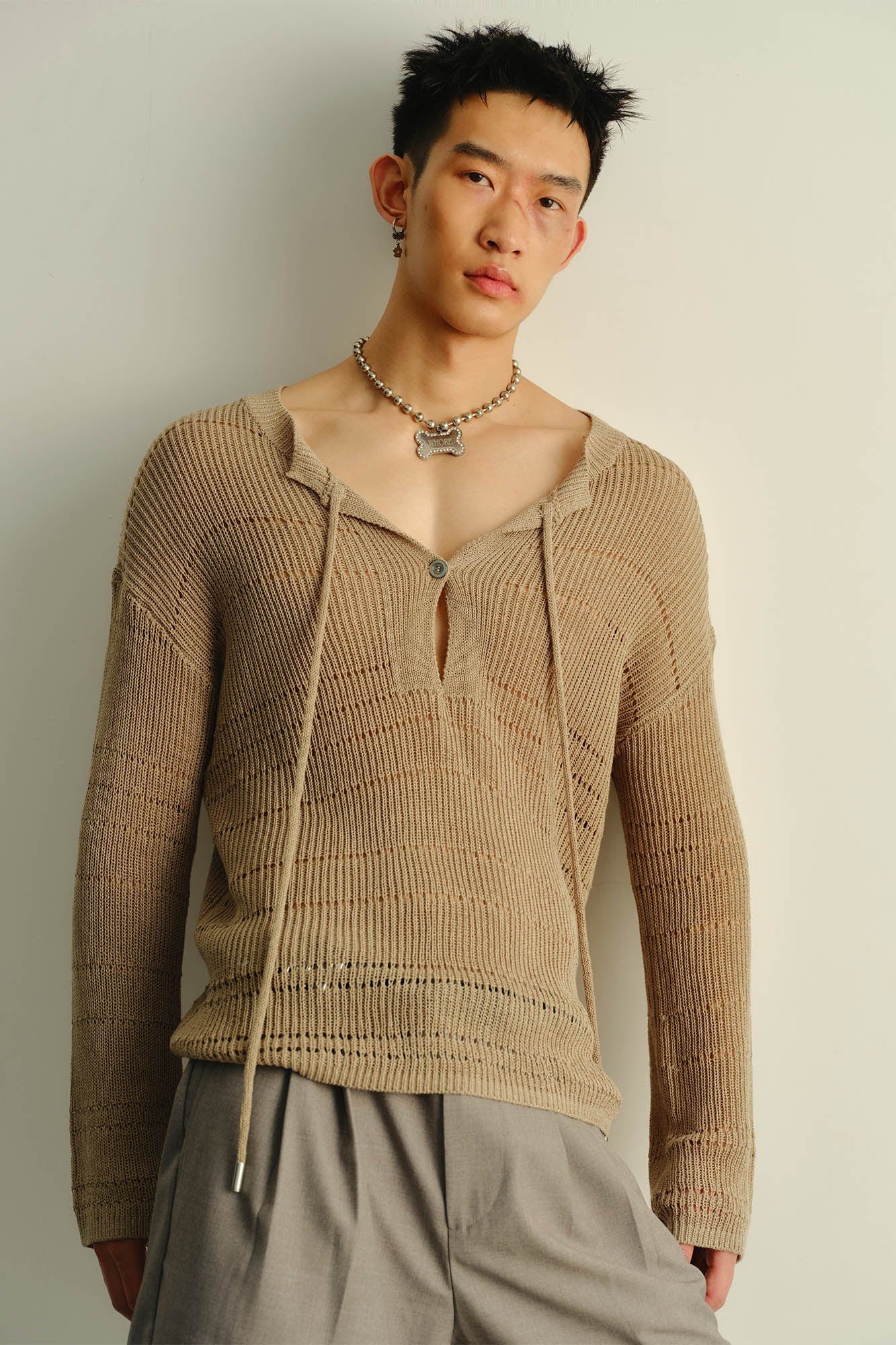 KADAKADA Open-Knit Drawstring Sweater