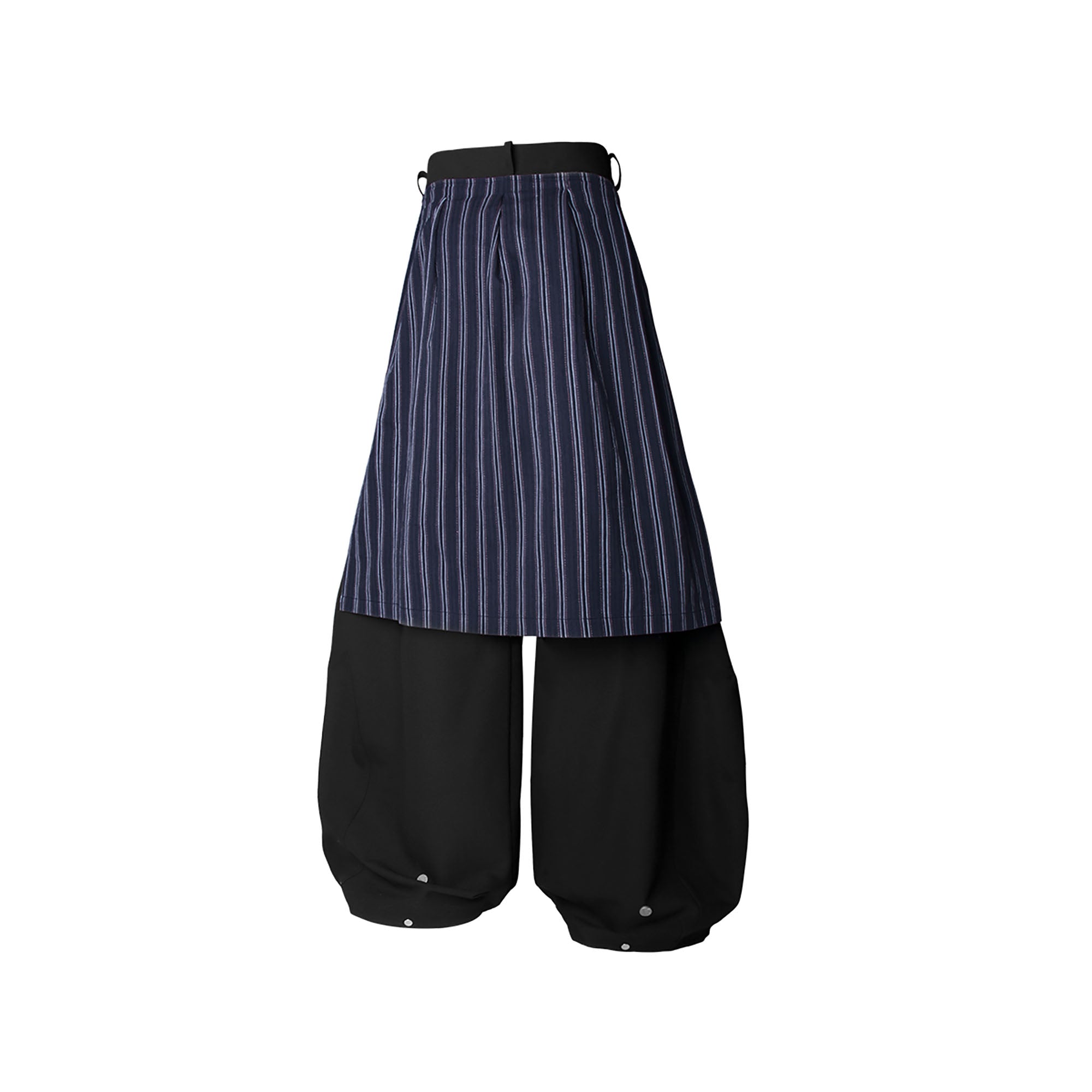 RELABEL Layered Striped Apron Wide-Leg Pants, premium urban and streetwear designers apparel on PROJECTISR.com, RELABEL