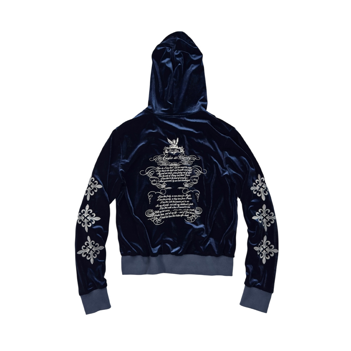 SAXGENWON Velvet Metallic Silver Graphic Hoodie Set