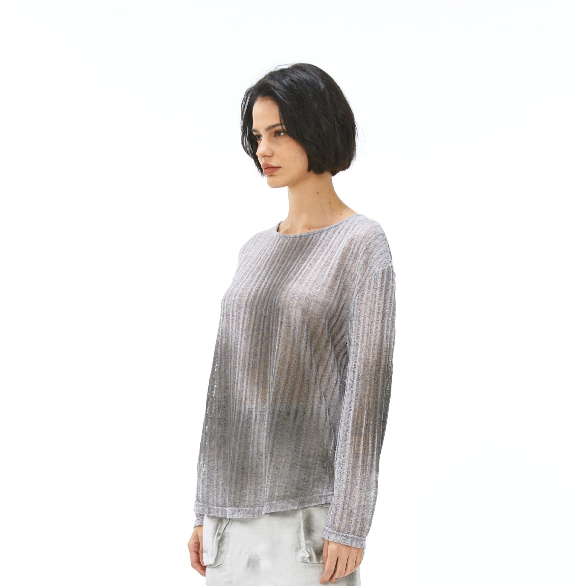 VANN VALRENCE Essential Gradient Sheer Long-Sleeve Tee, premium urban and streetwear designers apparel on PROJECTISR.com, VANN VALRENCE