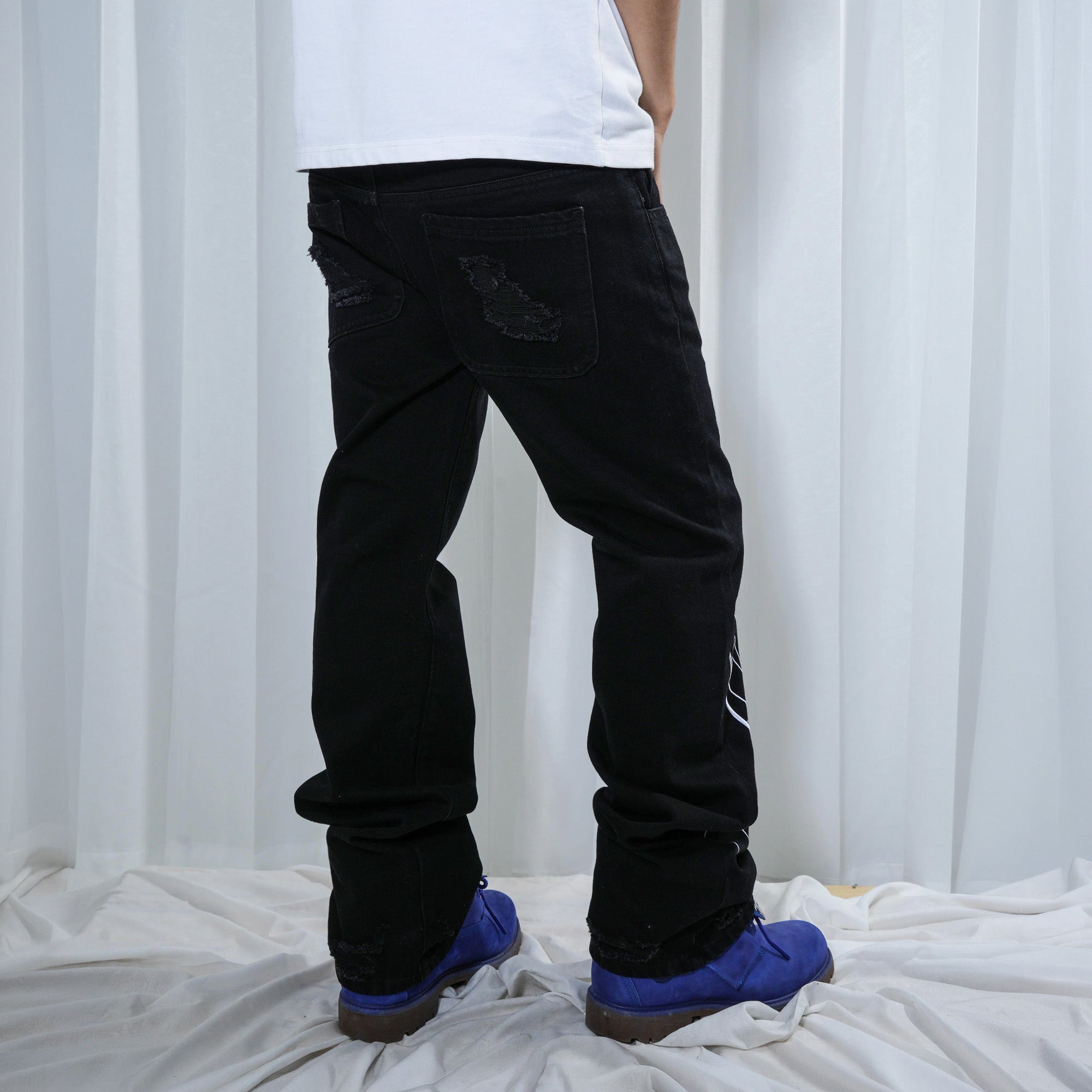 VINKID Double-Waist Script Graphic Jeans, premium urban and streetwear designers apparel on PROJECTISR.com, VINKID
