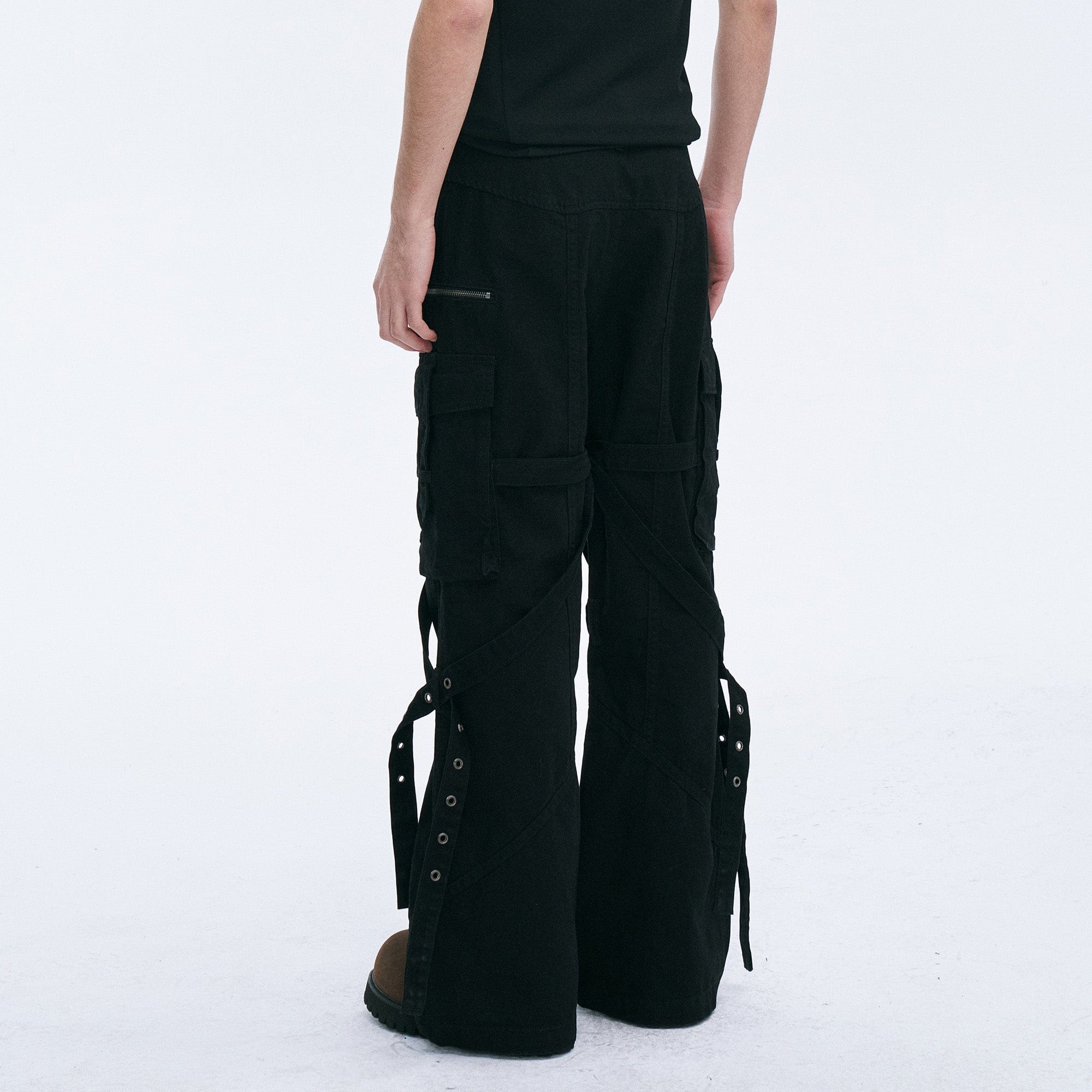 CATSSTAC Strap-Wrapped Spliced Cargo Pants, premium urban and streetwear designers apparel on PROJECTISR.com, CATSSTAC