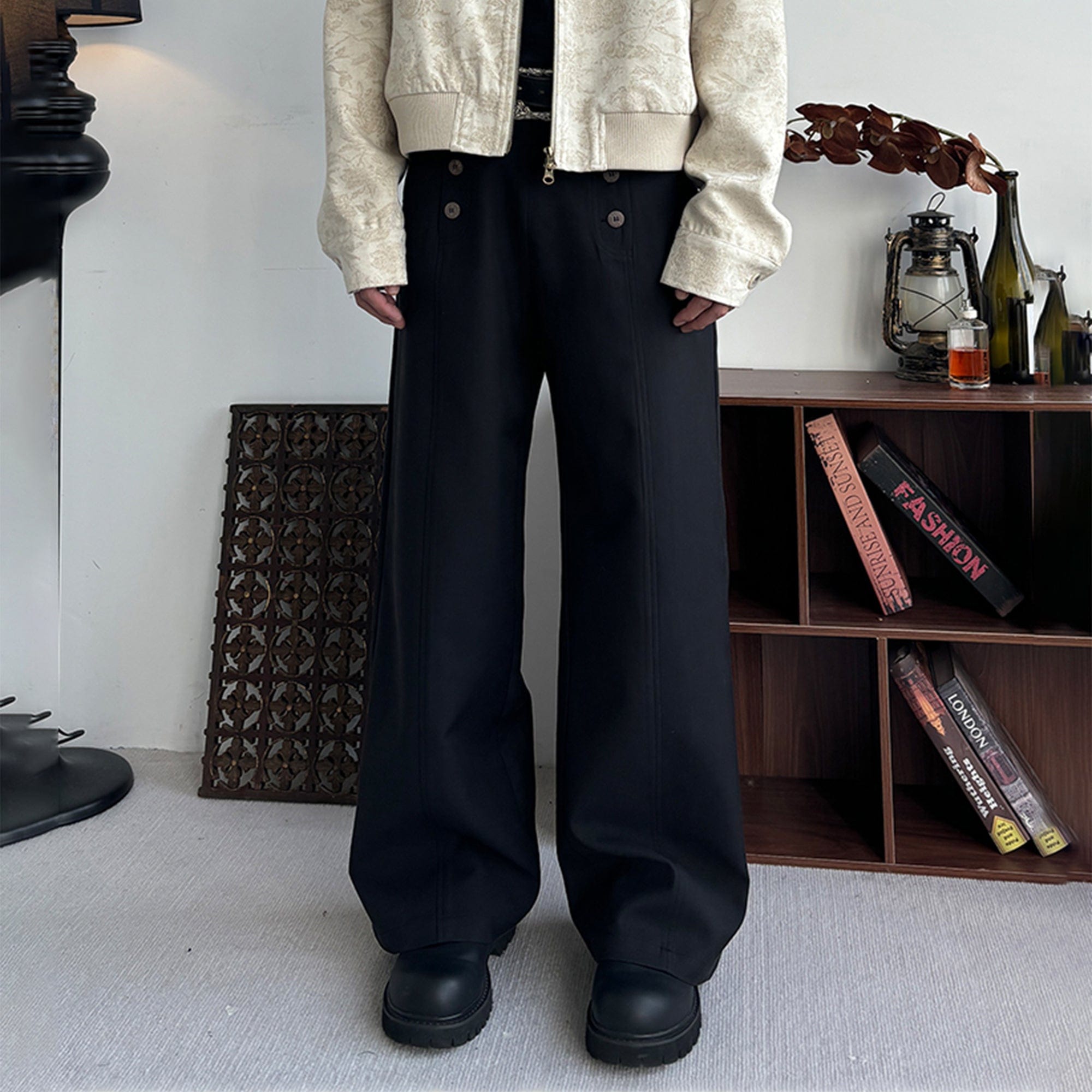 KREATE Double-Breasted Wide-Leg Trousers