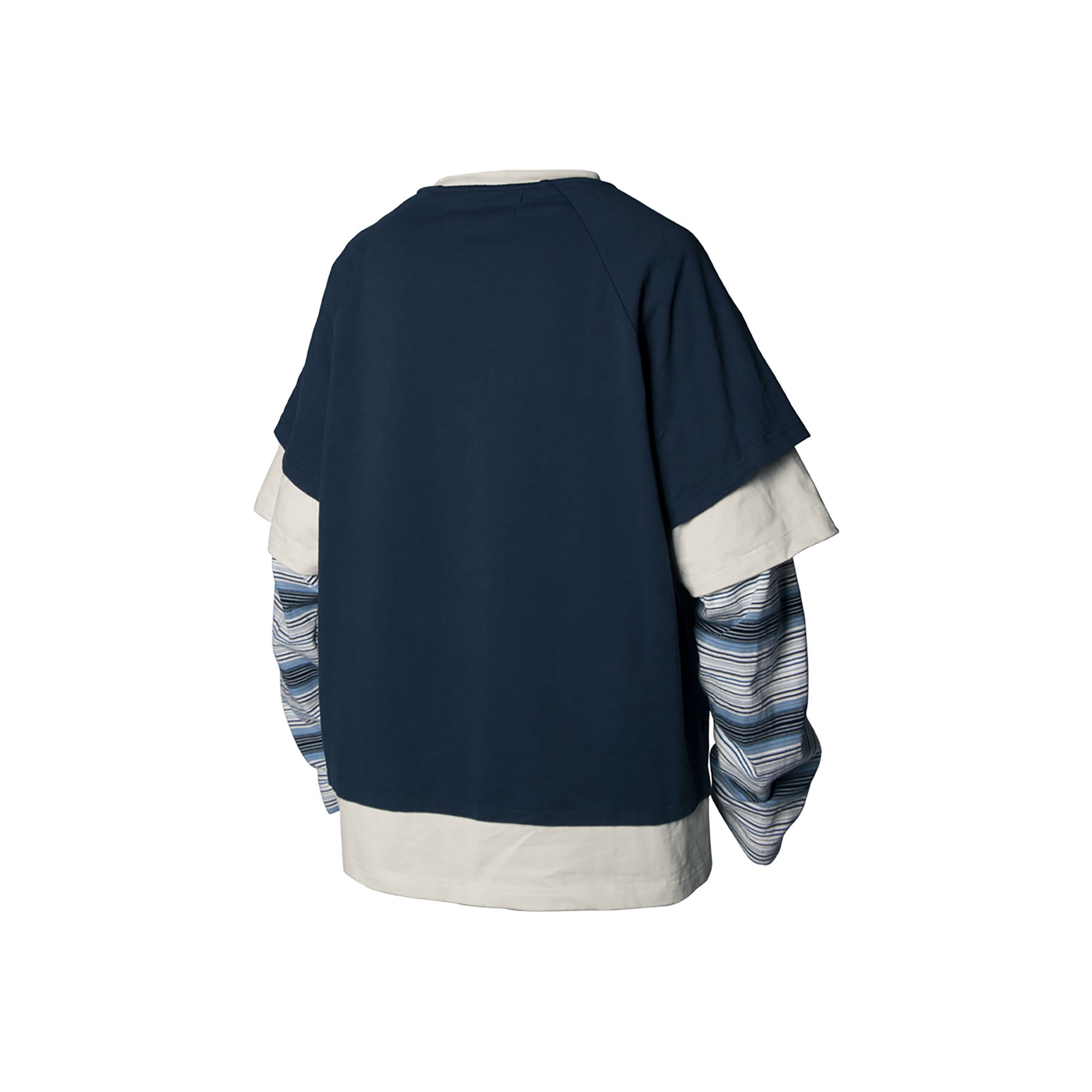 RELABEL Layered Stripe-Sleeve Lace-Up Sweatshirt Blue, premium urban and streetwear designers apparel on PROJECTISR.com, RELABEL