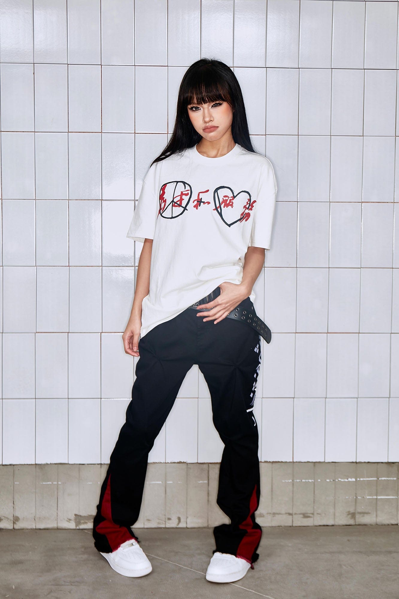 VINKID Arabic Script Crinkled Contrast Spliced Pants, premium urban and streetwear designers apparel on PROJECTISR.com, VINKID