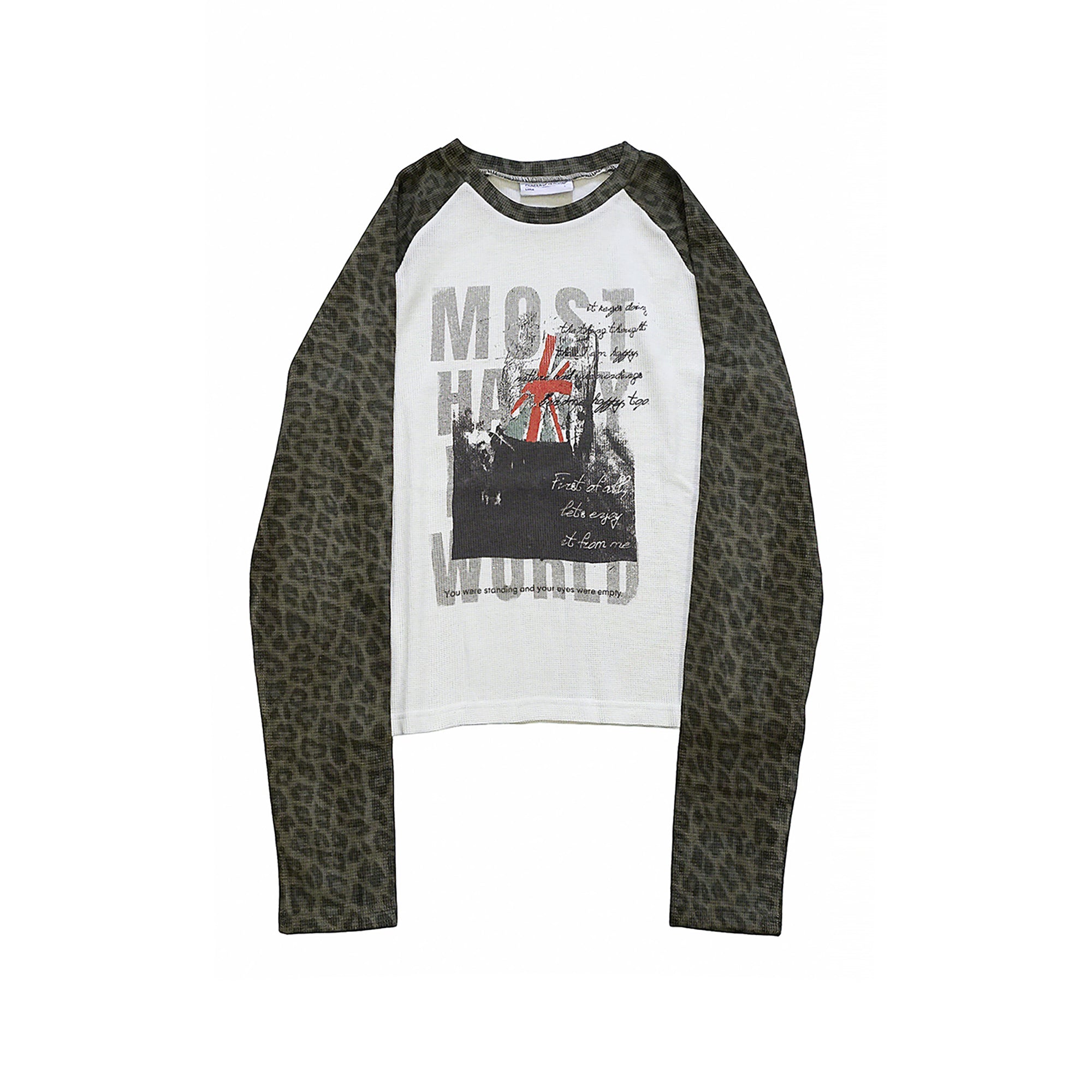 SADSOUP Leopard Raglan Waffle Long-Sleeve Tee