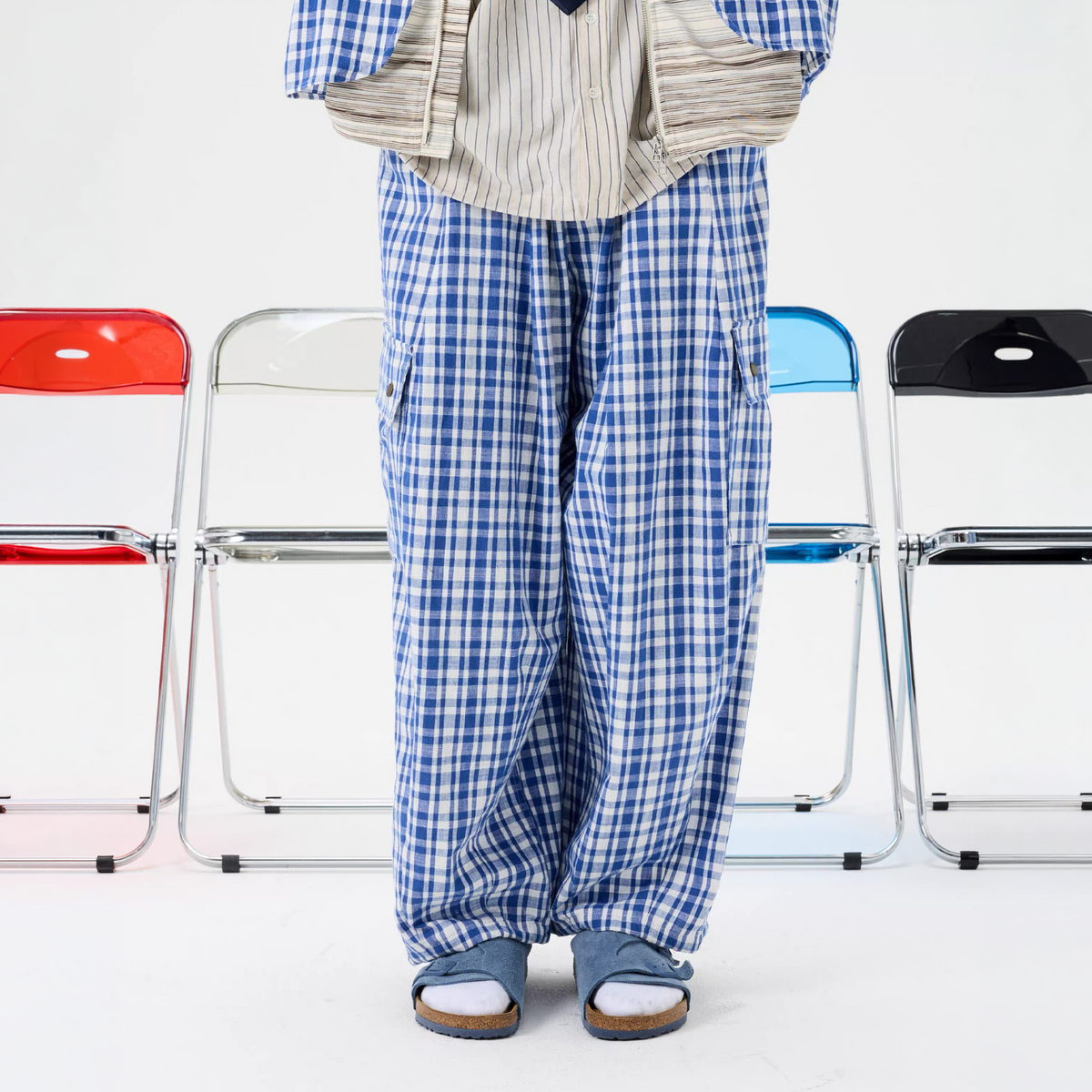 UNLIMITED MOTE Plaid Wide-Leg Balloon Pants, premium urban and streetwear designers apparel on PROJECTISR.com, UNLIMITED MOTE
