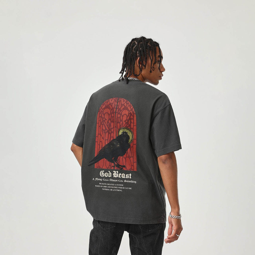 BONELESS Angry Crow T-Shirt, premium urban and streetwear designers apparel on PROJECTISR.com, BONELESS