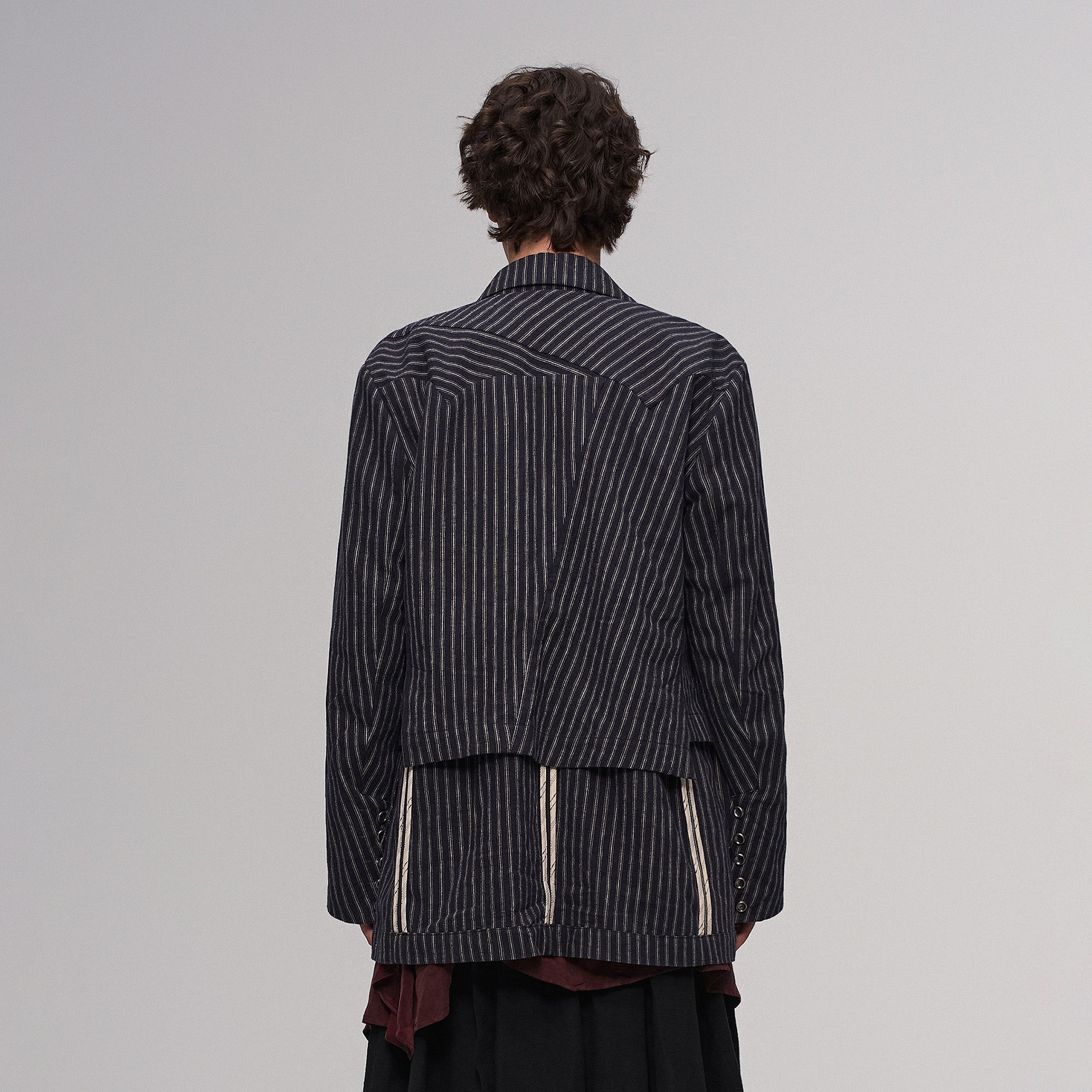 ILNya Nieternite Nifutur Deconstructed Stripe Panel Layered Jacket