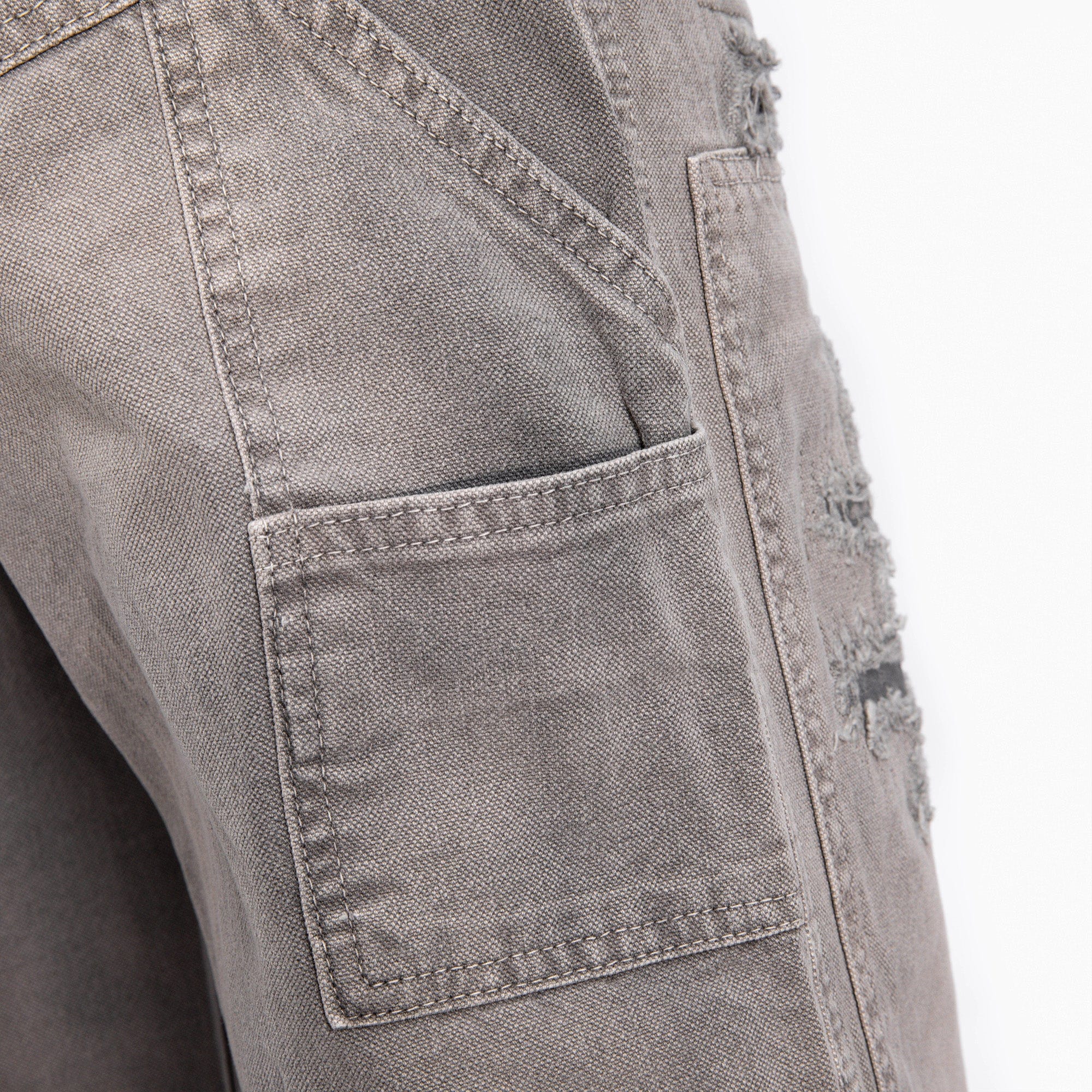 CATSSTAC Distressed Double-Knee Carpenter Straight-Leg Jeans Gray, premium urban and streetwear designers apparel on PROJECTISR.com, CATSSTAC