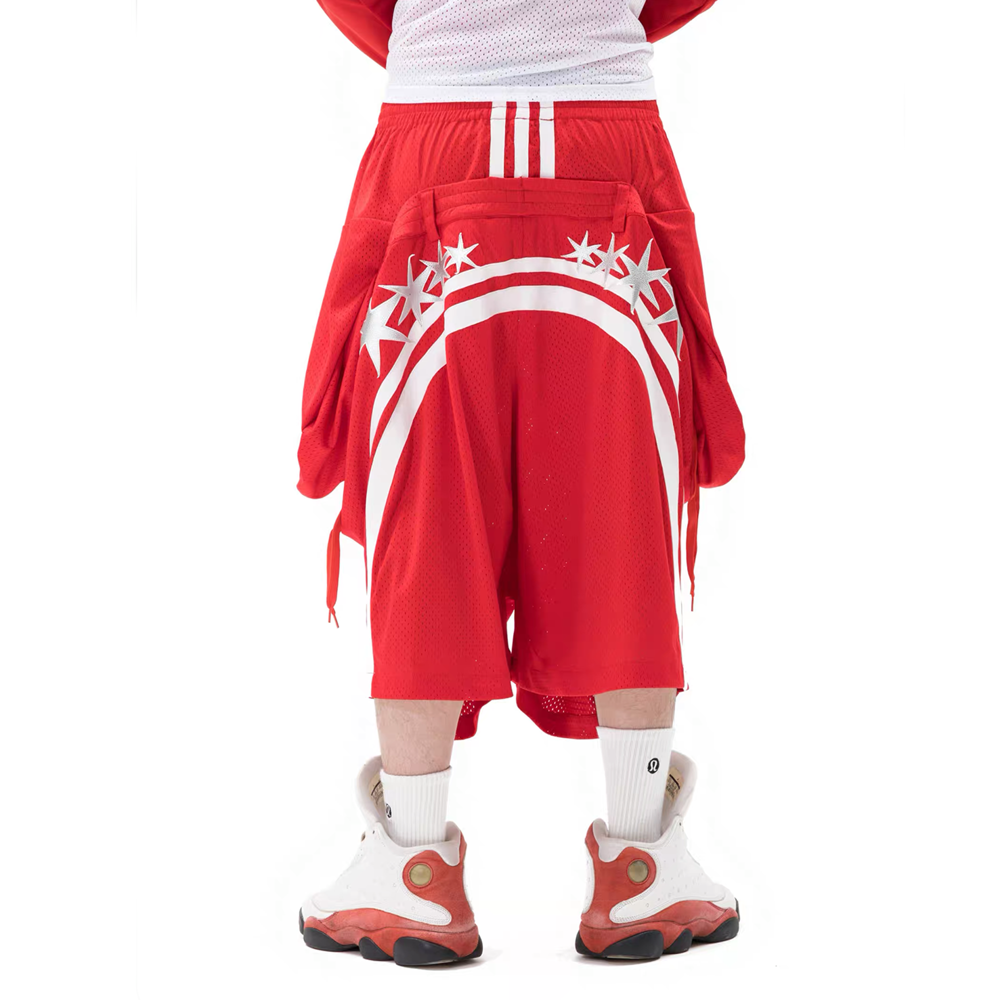 VANGUARDIA Sagging Mesh Layered Sport Shorts
