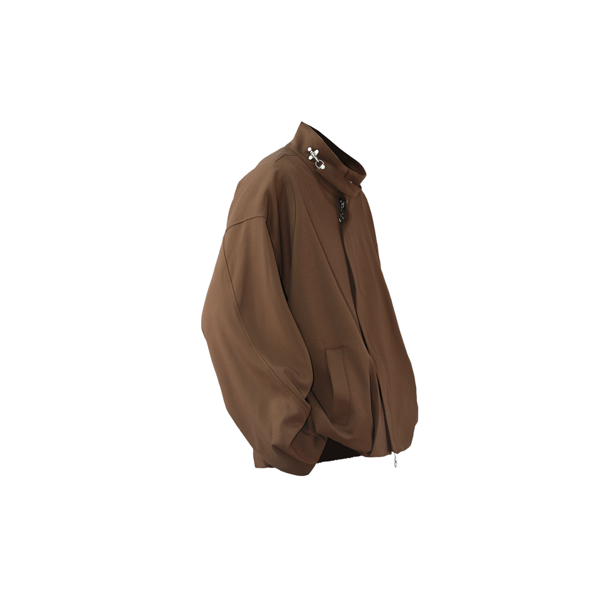 RELABEL Pleated Floral Bud Stand-Collar Oversized Jacket