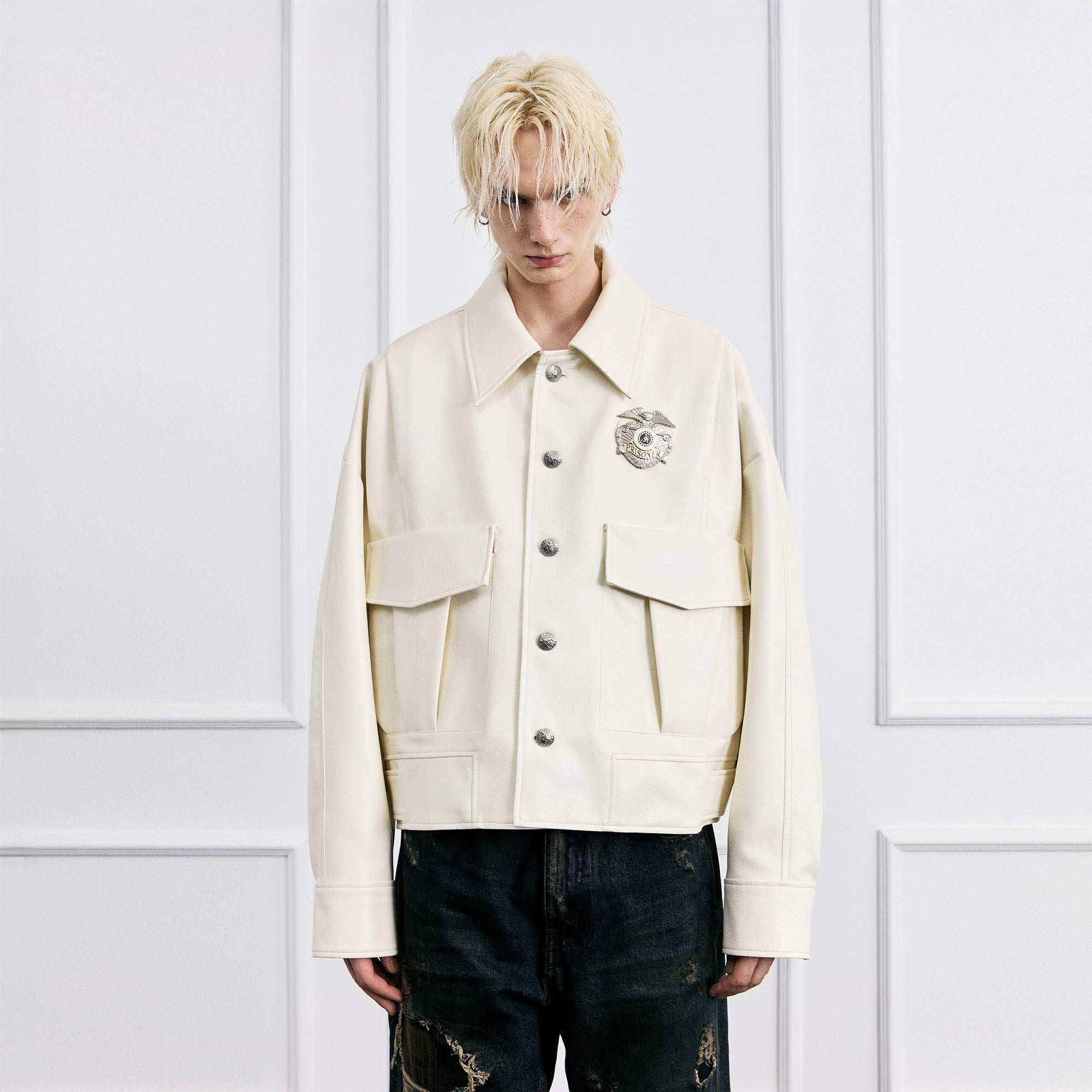 FACEONLAB Badge PU Utility Jacket