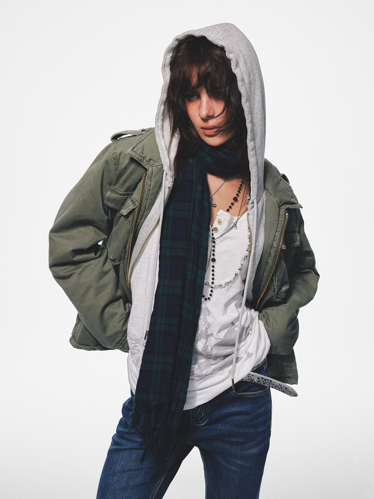 TRECLUB Retro Military Layered Lapel Cotton-Padded Jacket, premium urban and streetwear designers apparel on PROJECTISR.com, TRECLUB