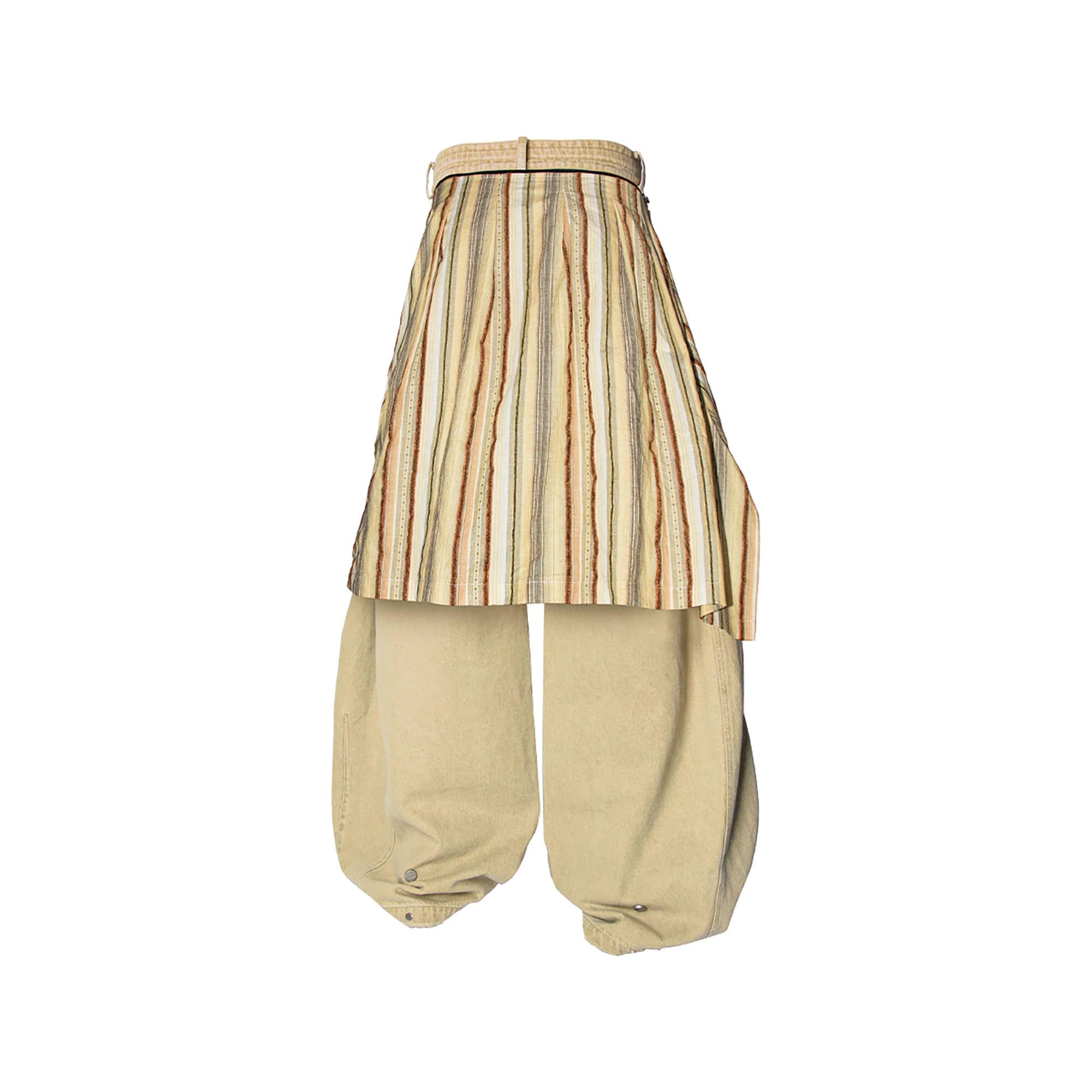 RELABEL Detachable Drape Drawstring Baggy Jeans Brown, premium urban and streetwear designers apparel on PROJECTISR.com, RELABEL