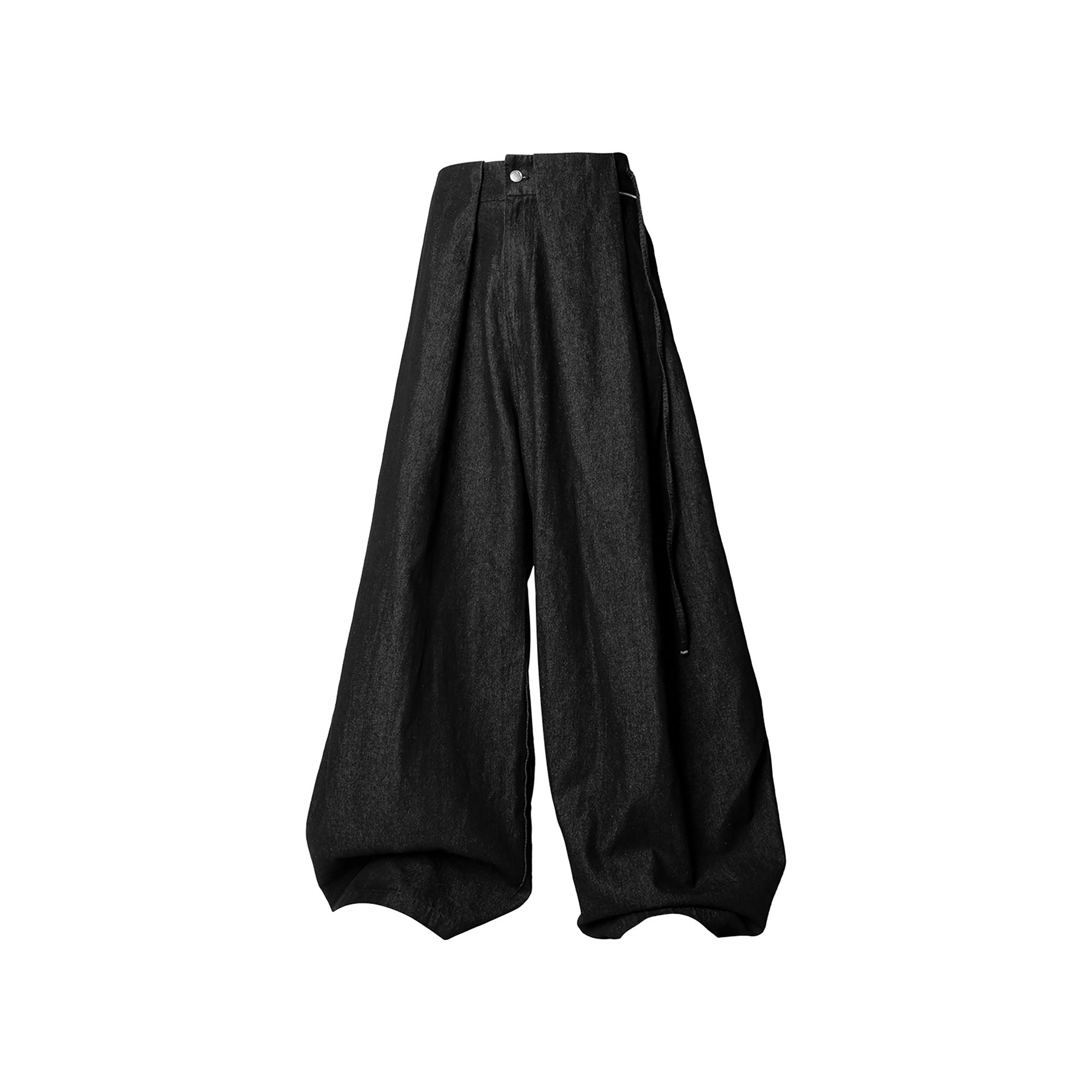RELABEL Drawstring Pleated Oversized Raw Jeans
