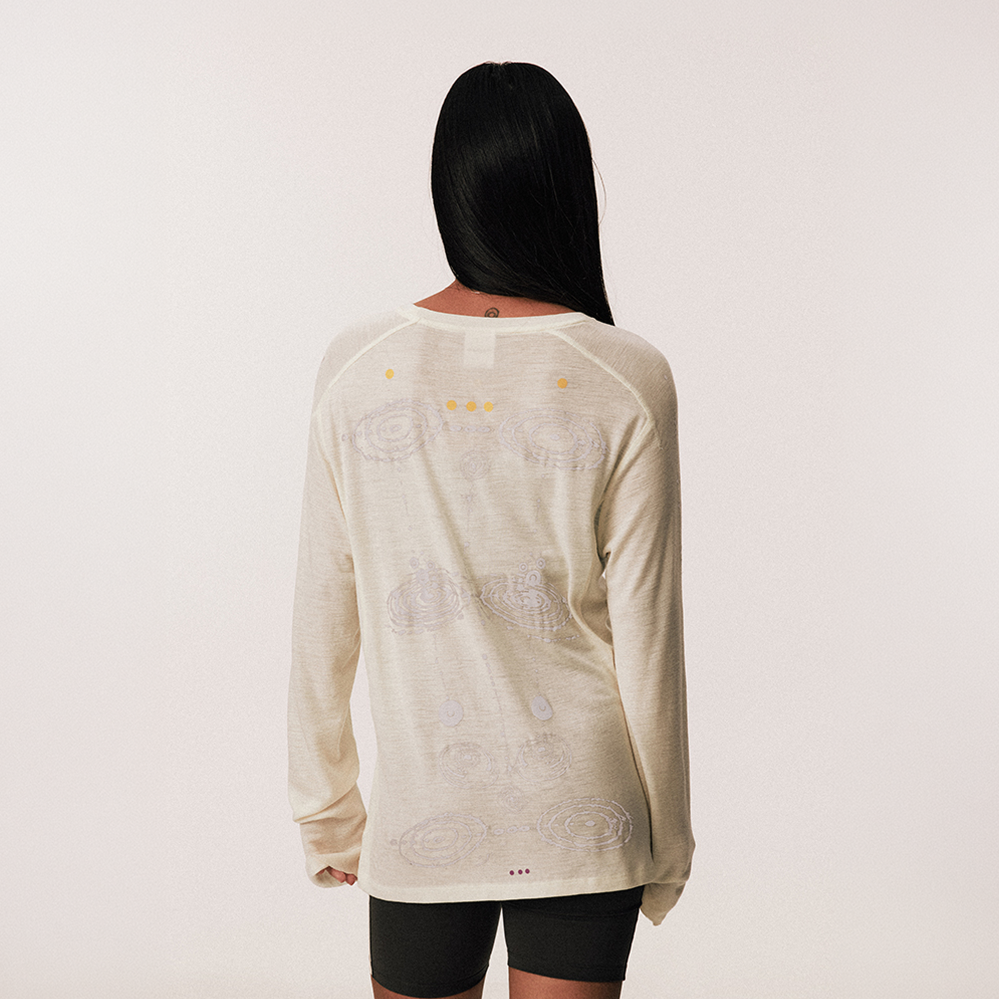 CONPCONP Cosmic Echo Graphic Long-Sleeve Tee White