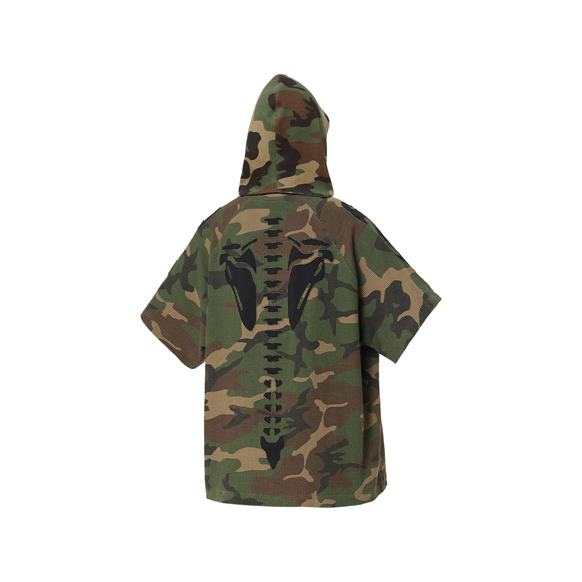 RELABEL Camo Detachable Hood Skeleton Graphic Tee