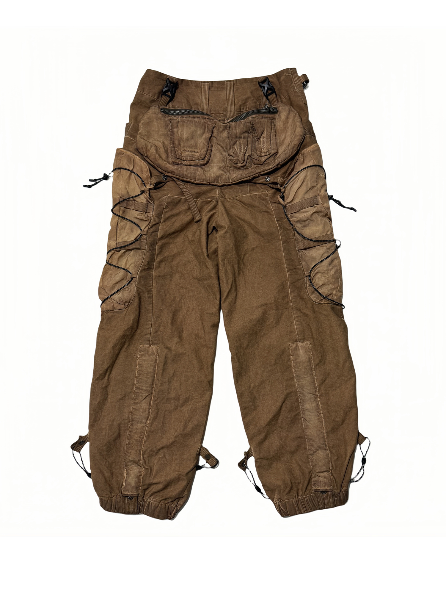 STEAM Washed Multi-Pocket Detachable Waist Bag Cargo Pants