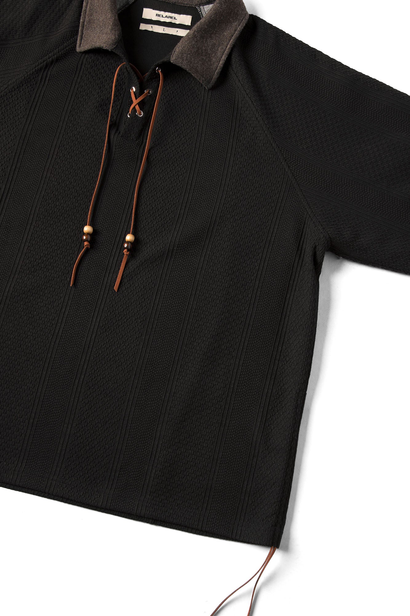 RELABEL Contrast Faux Layered Lace-Up Sweatshirt