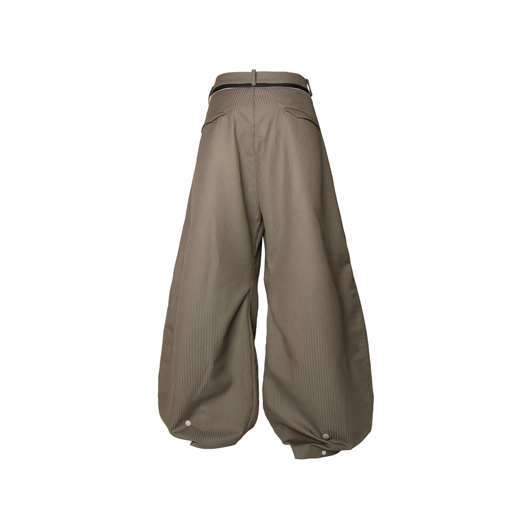RELABEL Pinstriped Detachable-Scarf Oversized Pants Brown, premium urban and streetwear designers apparel on PROJECTISR.com, RELABEL