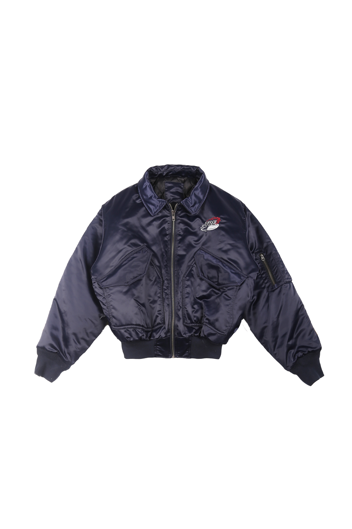 TRECLUB Contrast Graphic Embroidered Patch Bomber