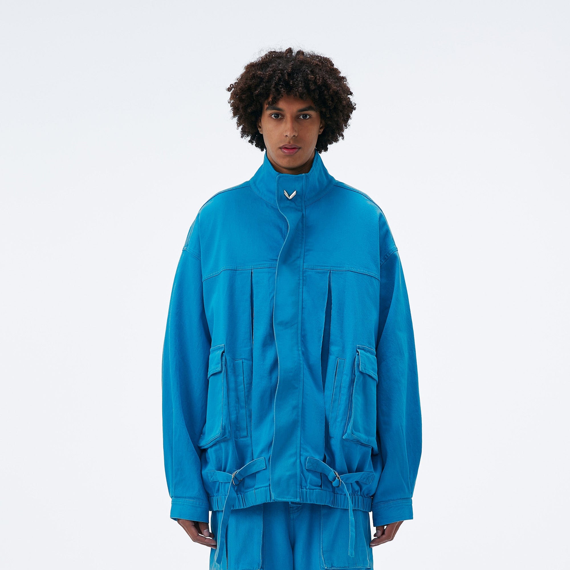 VANN VALRENCE Utility Pockets Denim Drawstring Oversized Jacket, premium urban and streetwear designers apparel on PROJECTISR.com, VANN VALRENCE