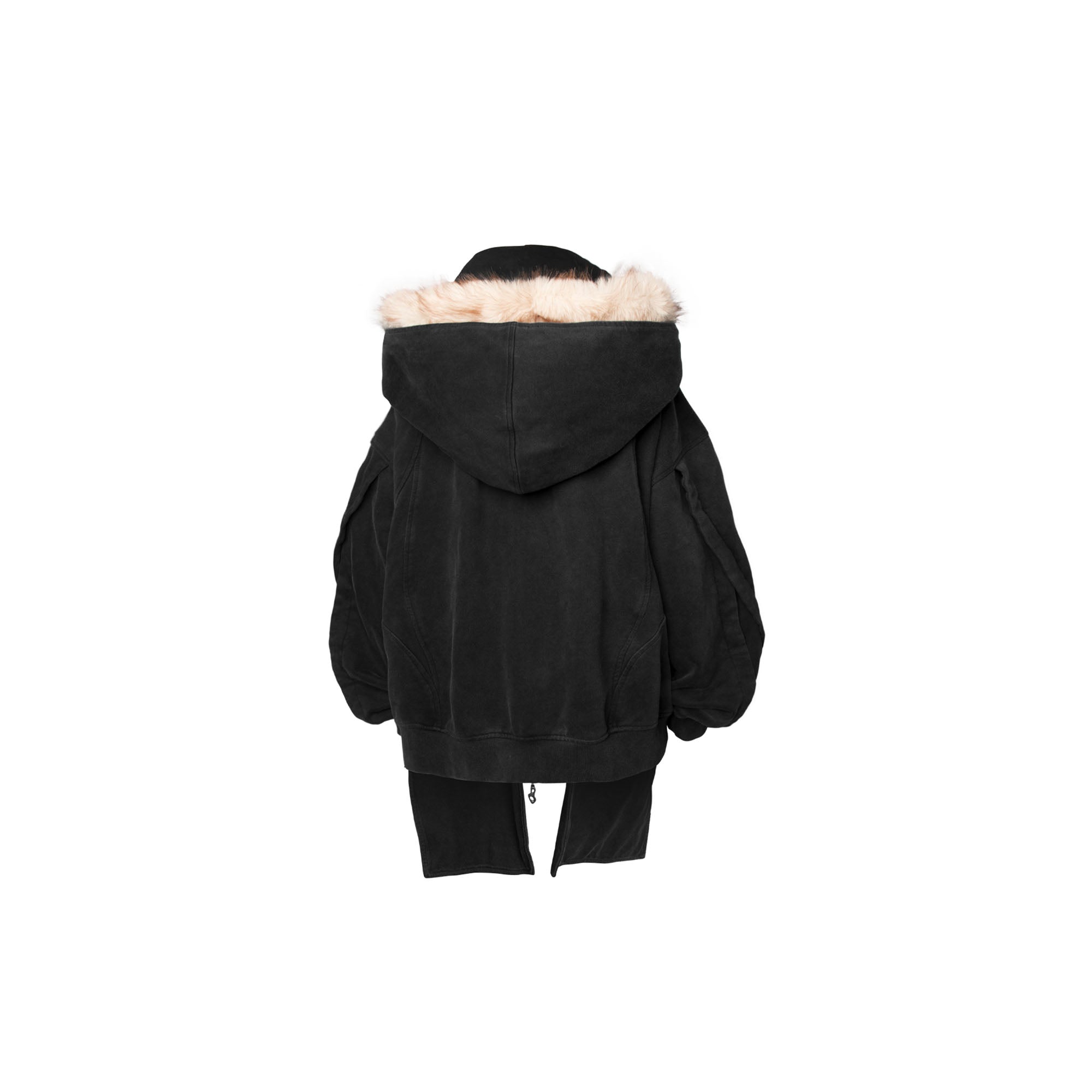 RELABEL Detachable Faux Fur Hood Jacket Black