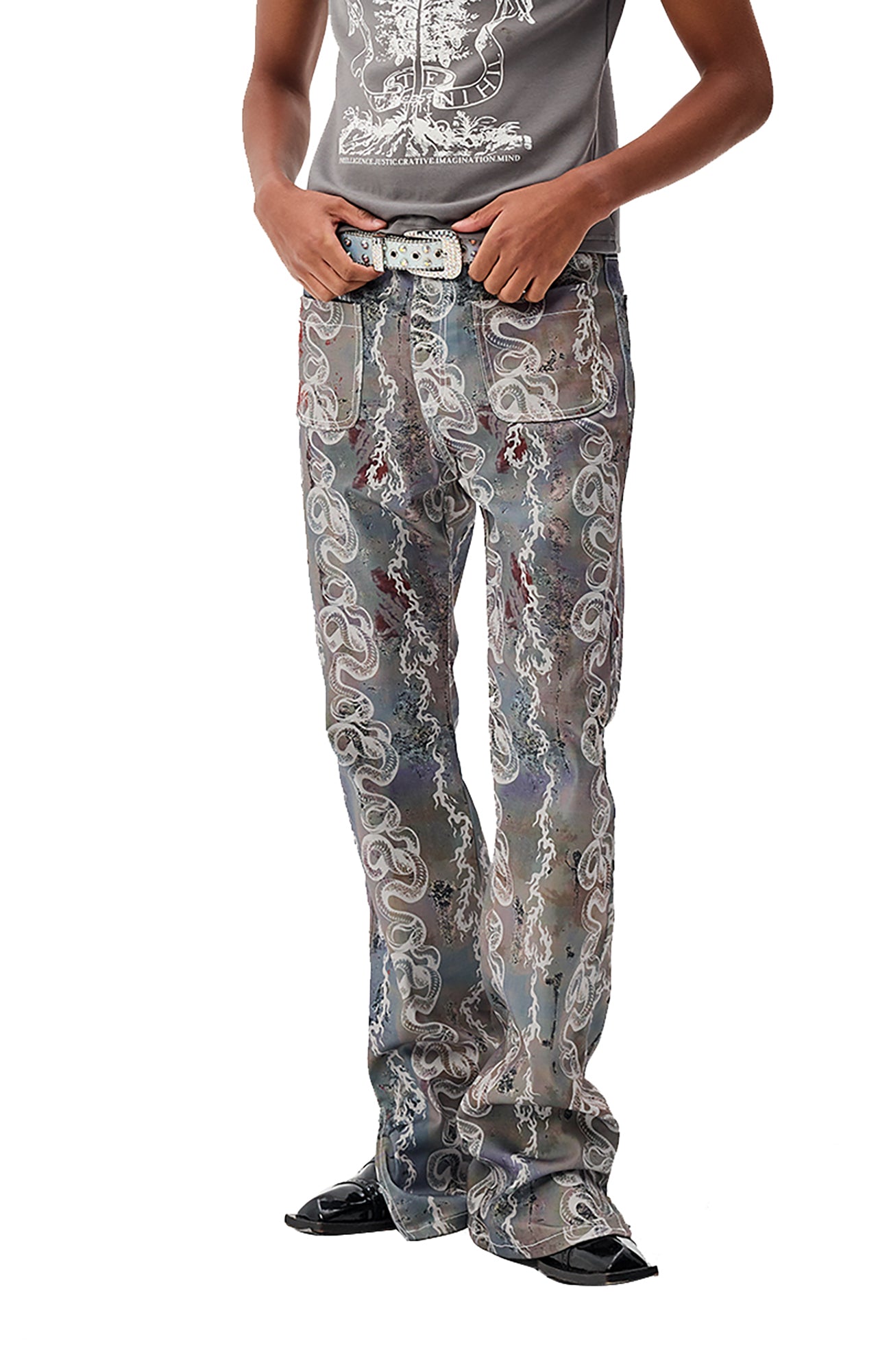 CYCYCY Serpentine Graphic Flared Jeans