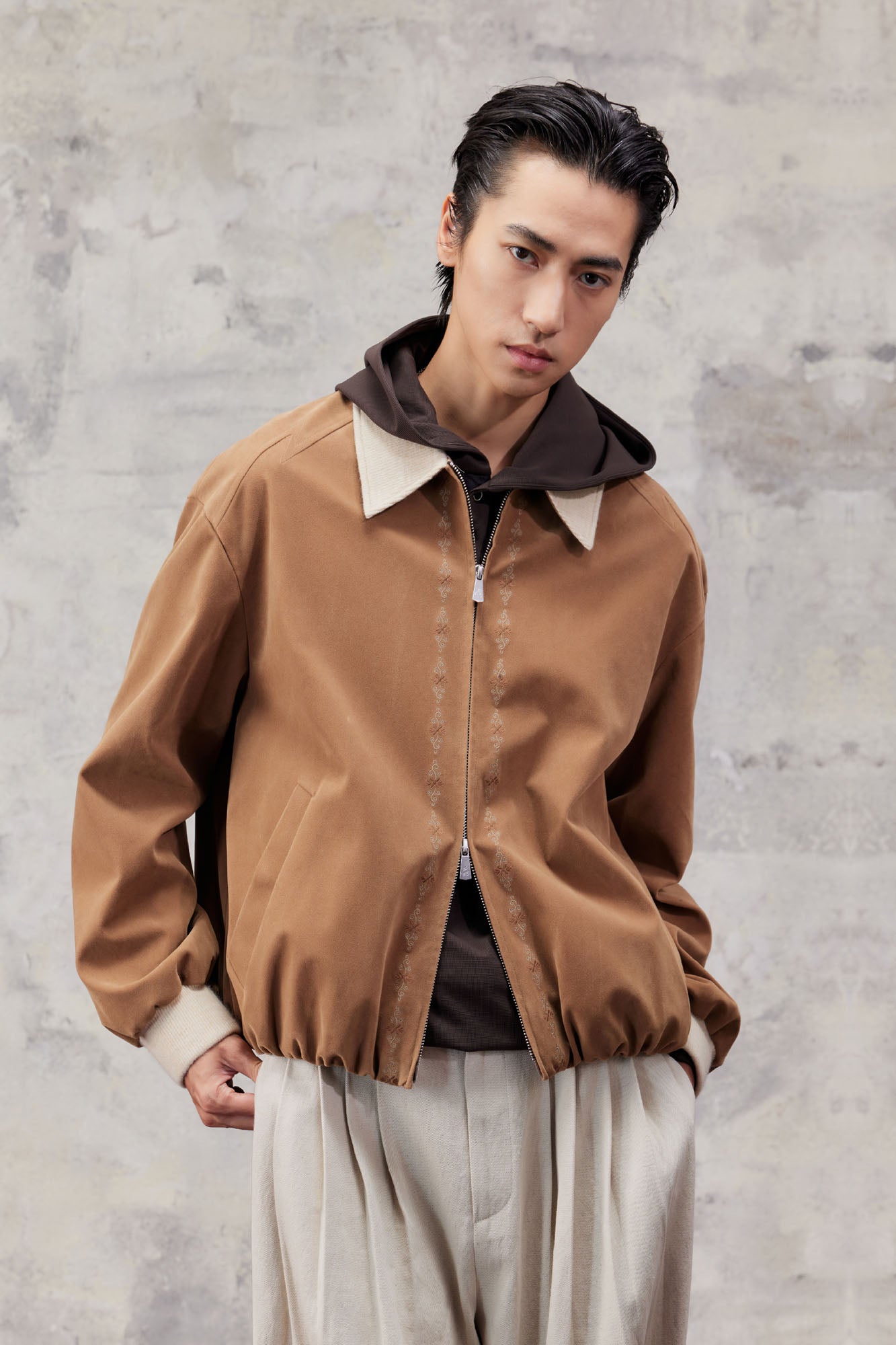ALVNG AR ANTS Contrast Collar Totem Embroidered Jacket