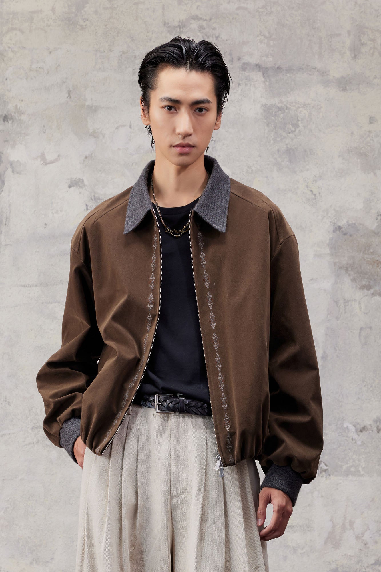 ALVNG AR ANTS Contrast Collar Totem Embroidered Jacket
