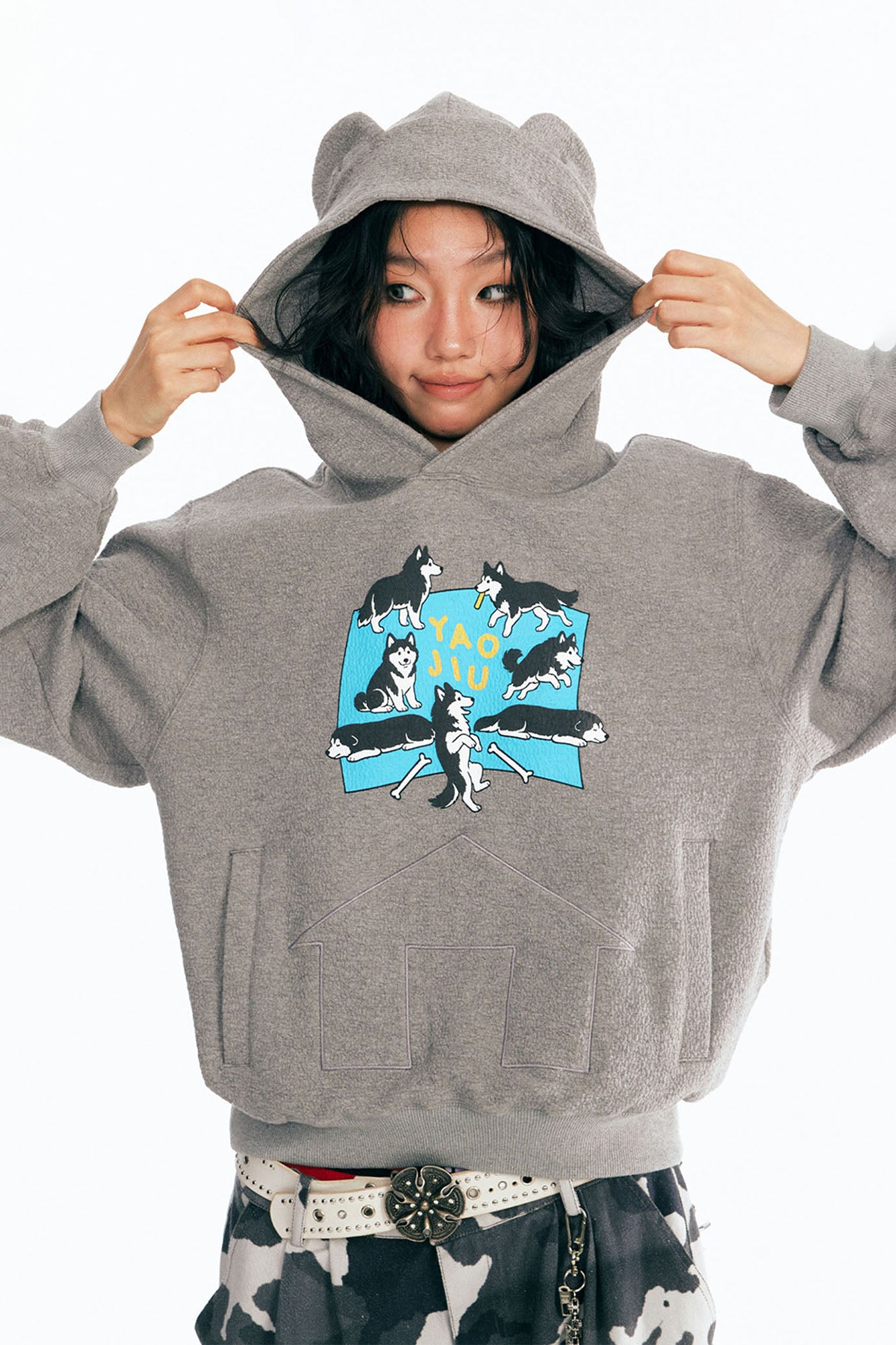 1997 POSTOFFICE Puppy Paradise Graphic Oversized Hoodie, premium urban and streetwear designers apparel on PROJECTISR.com, 1997 POSTOFFICE